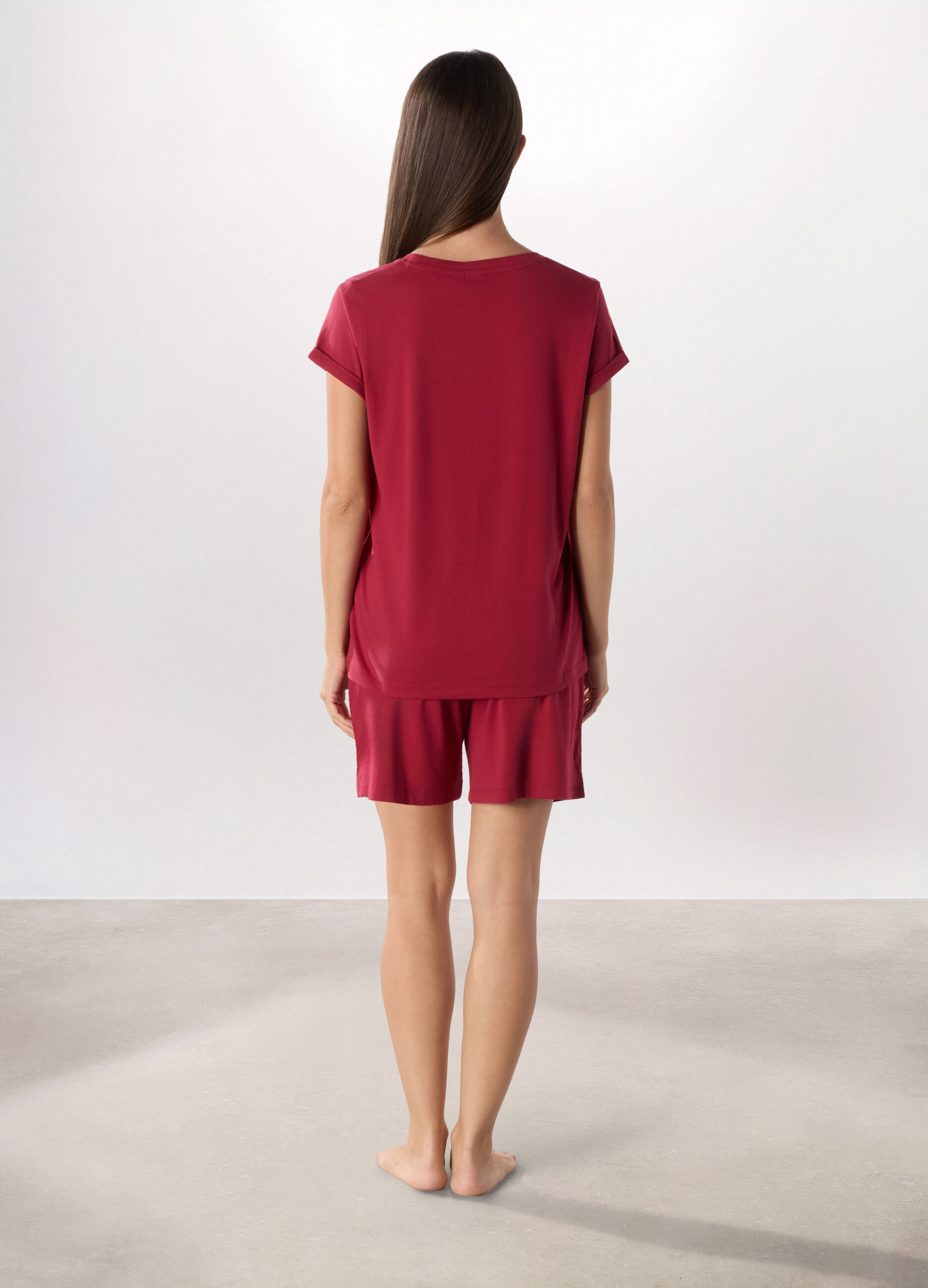 Set pigiama corto in puro cotone donna_1