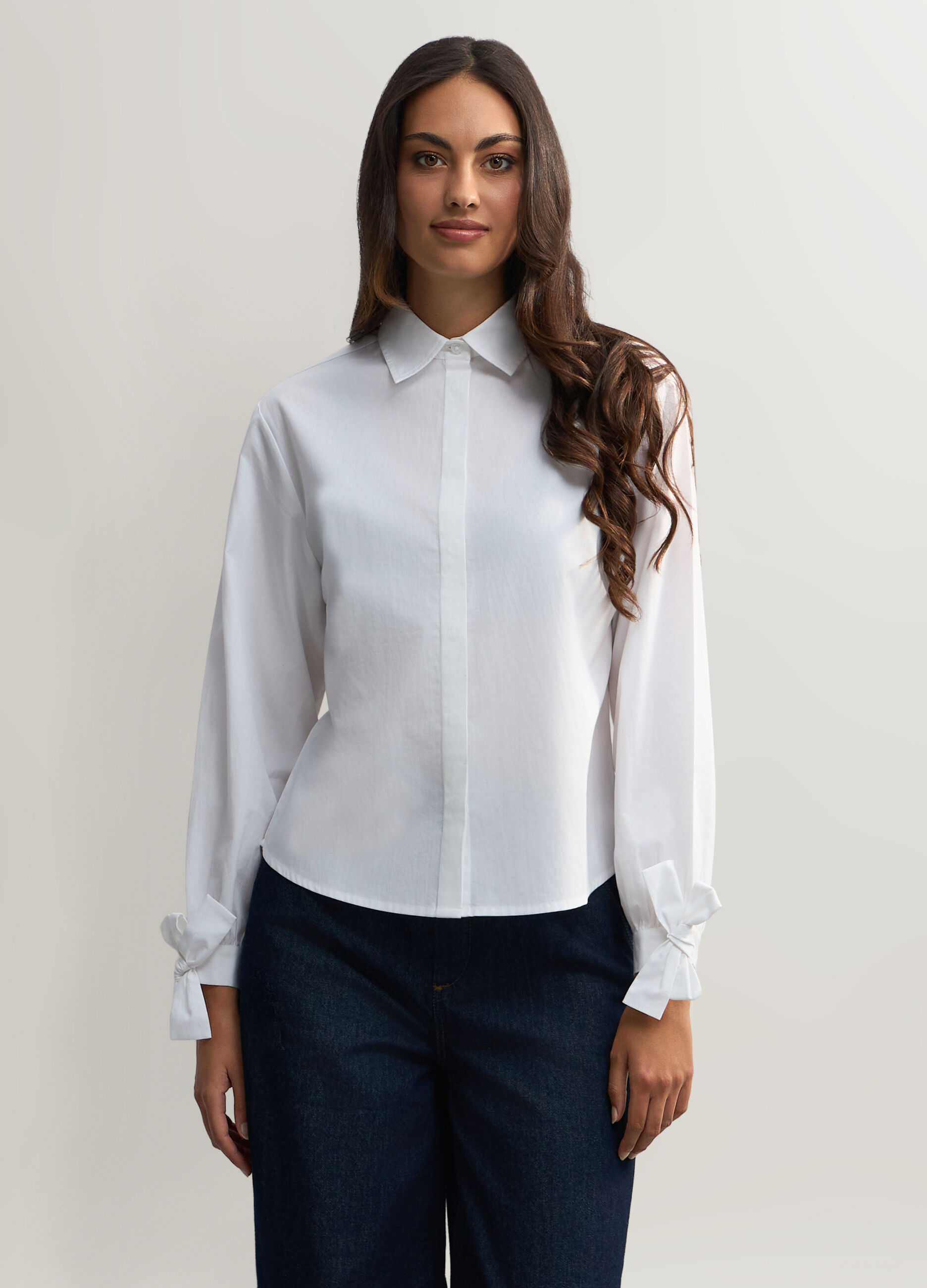 Camicia Fit Regular in popeline di puro cotone donna_0