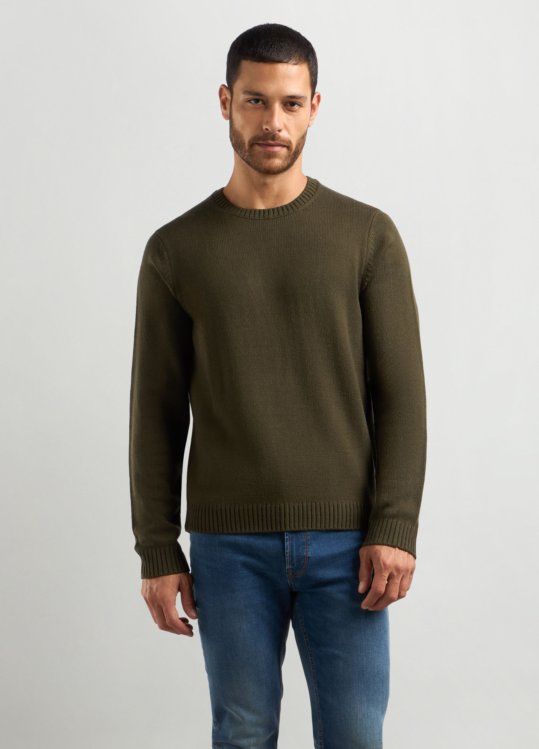 Maglione girocollo maglia rasata uomo_0