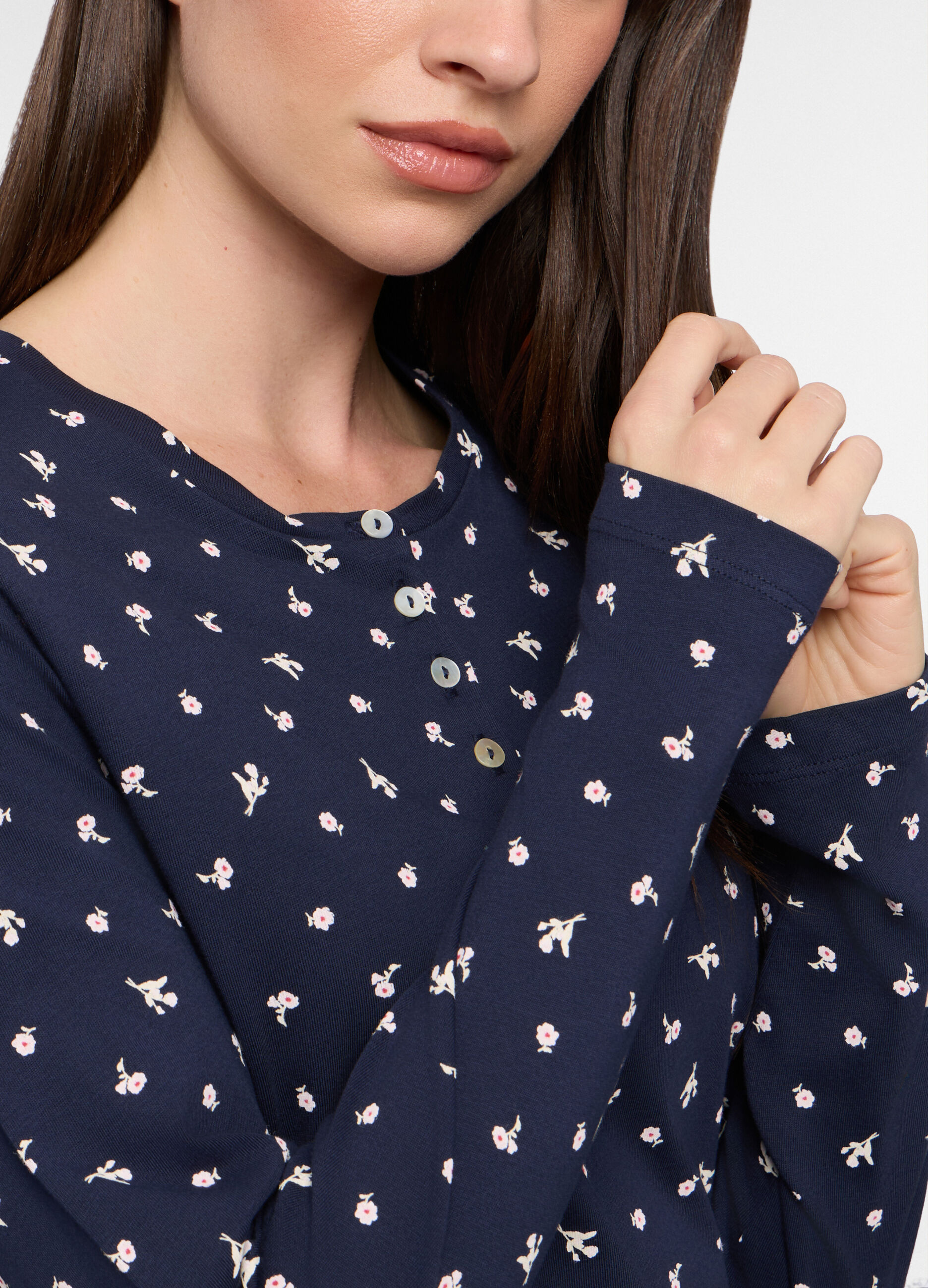 Set pigiama lungo in jersey di puro cotone donna_2