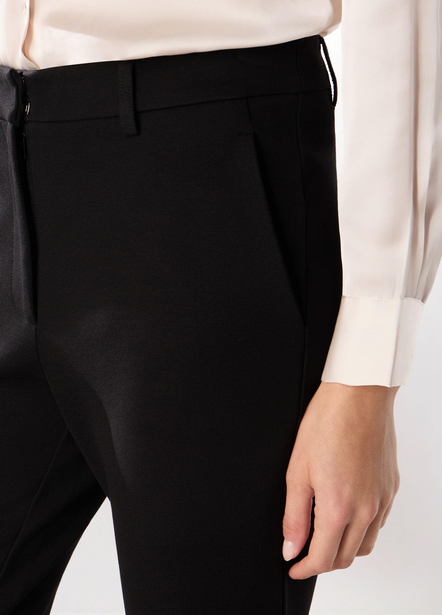 Pantaloni in punto Milano misto viscosa donna_2