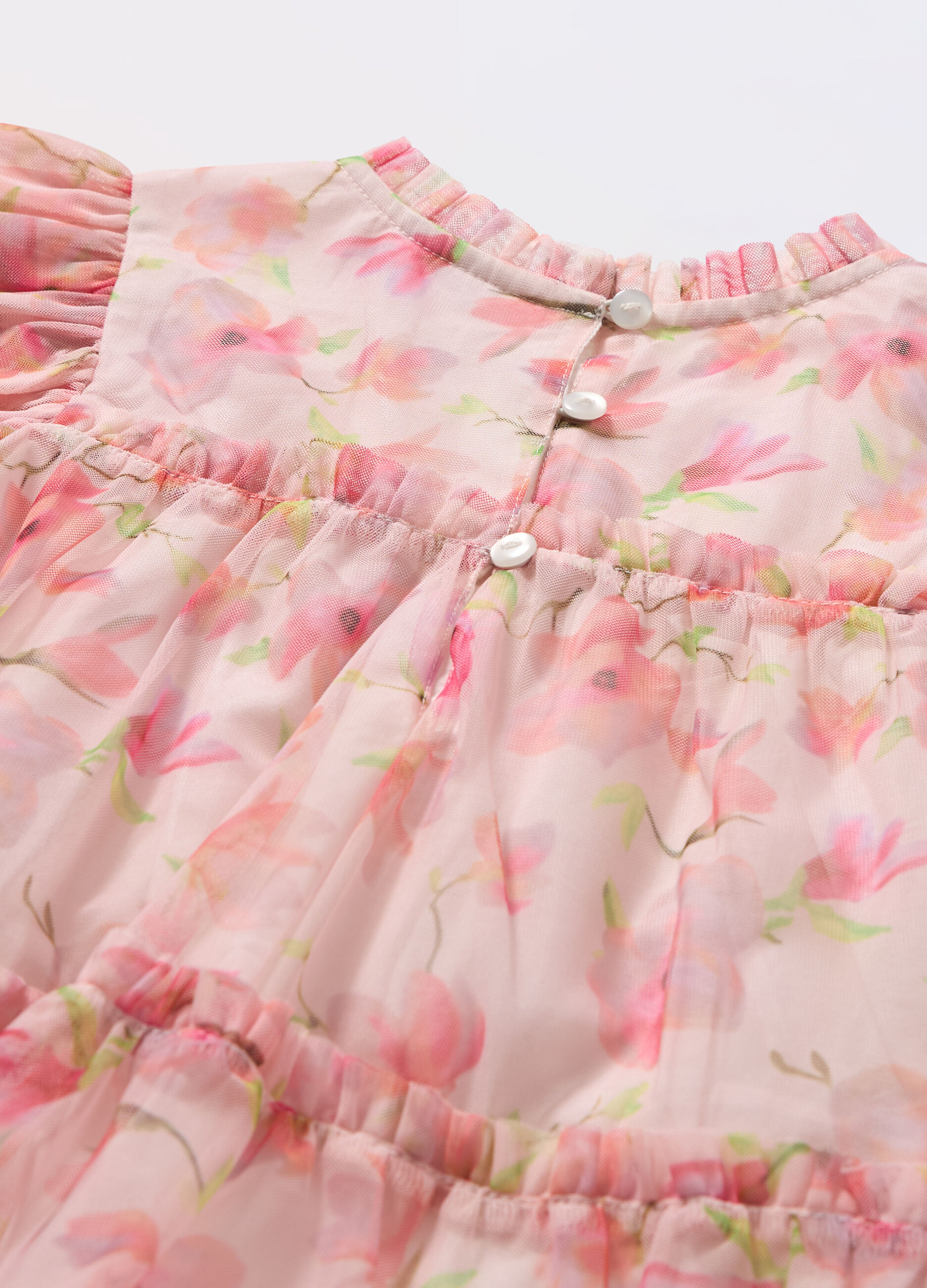 Vestito in tulle a balze bambina