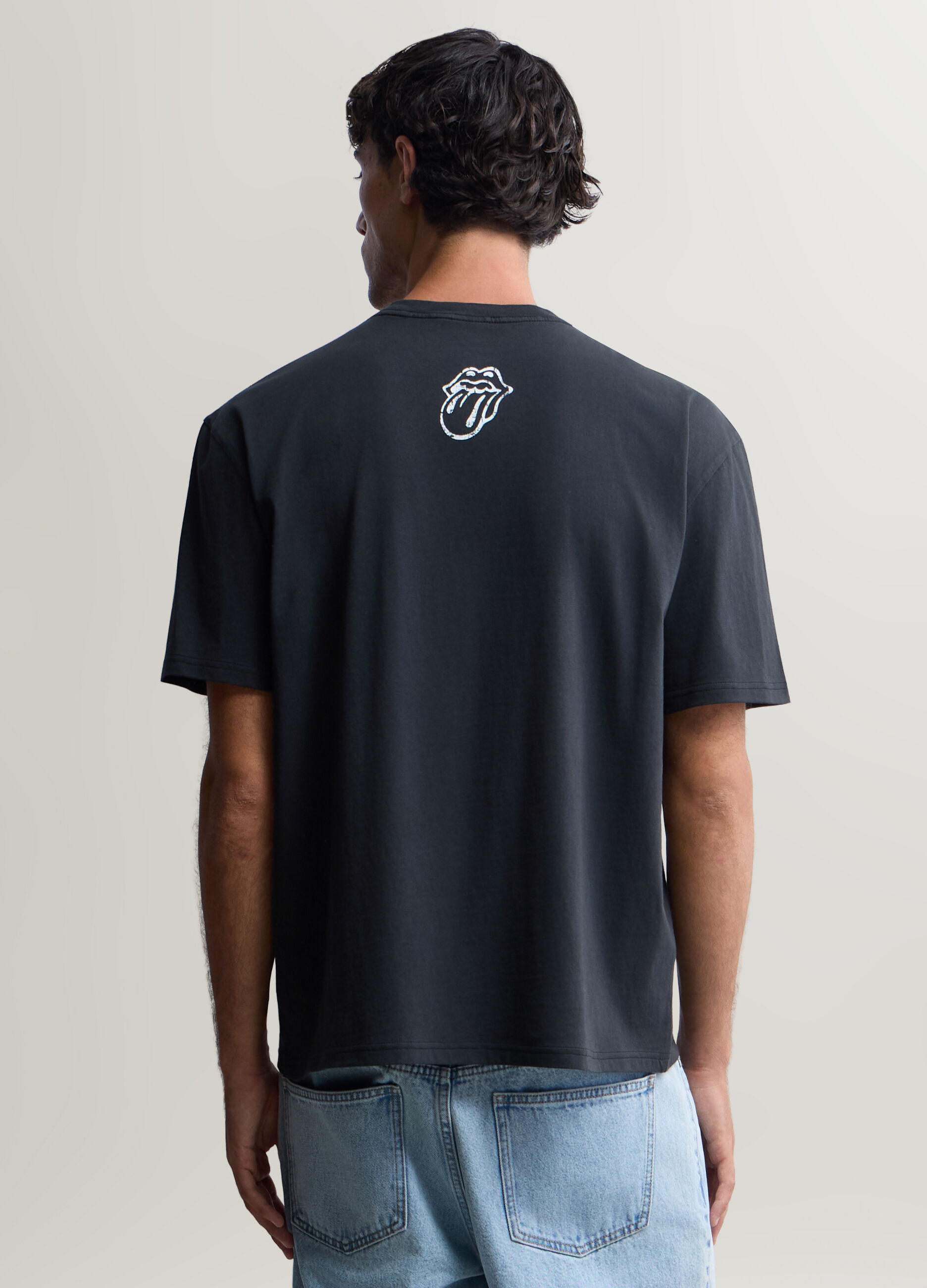 T-shirt girocollo in cotone con stampa Rolling Stones uomo_1