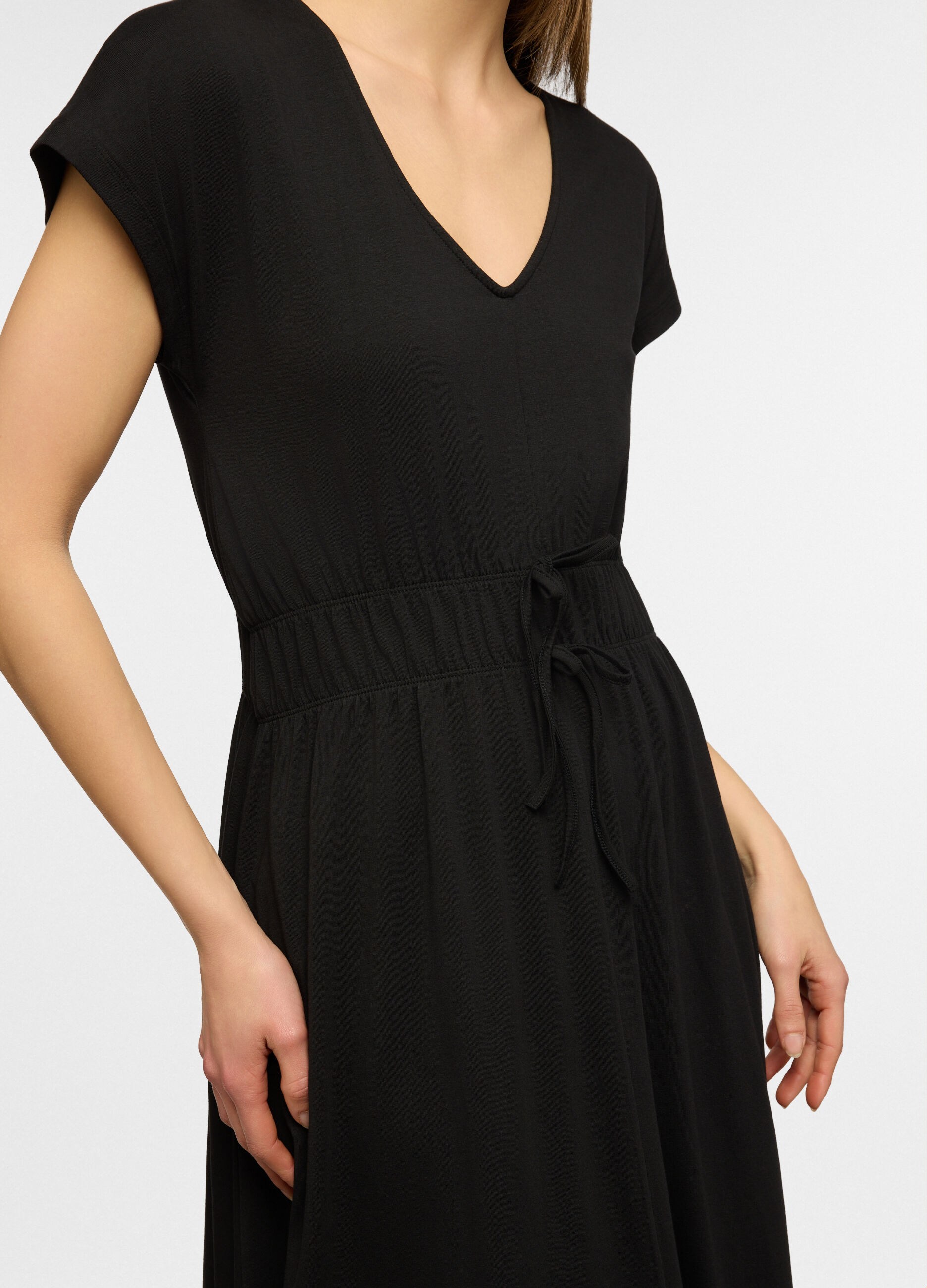 Vestito lungo in jersey di cotone stretch donna_2