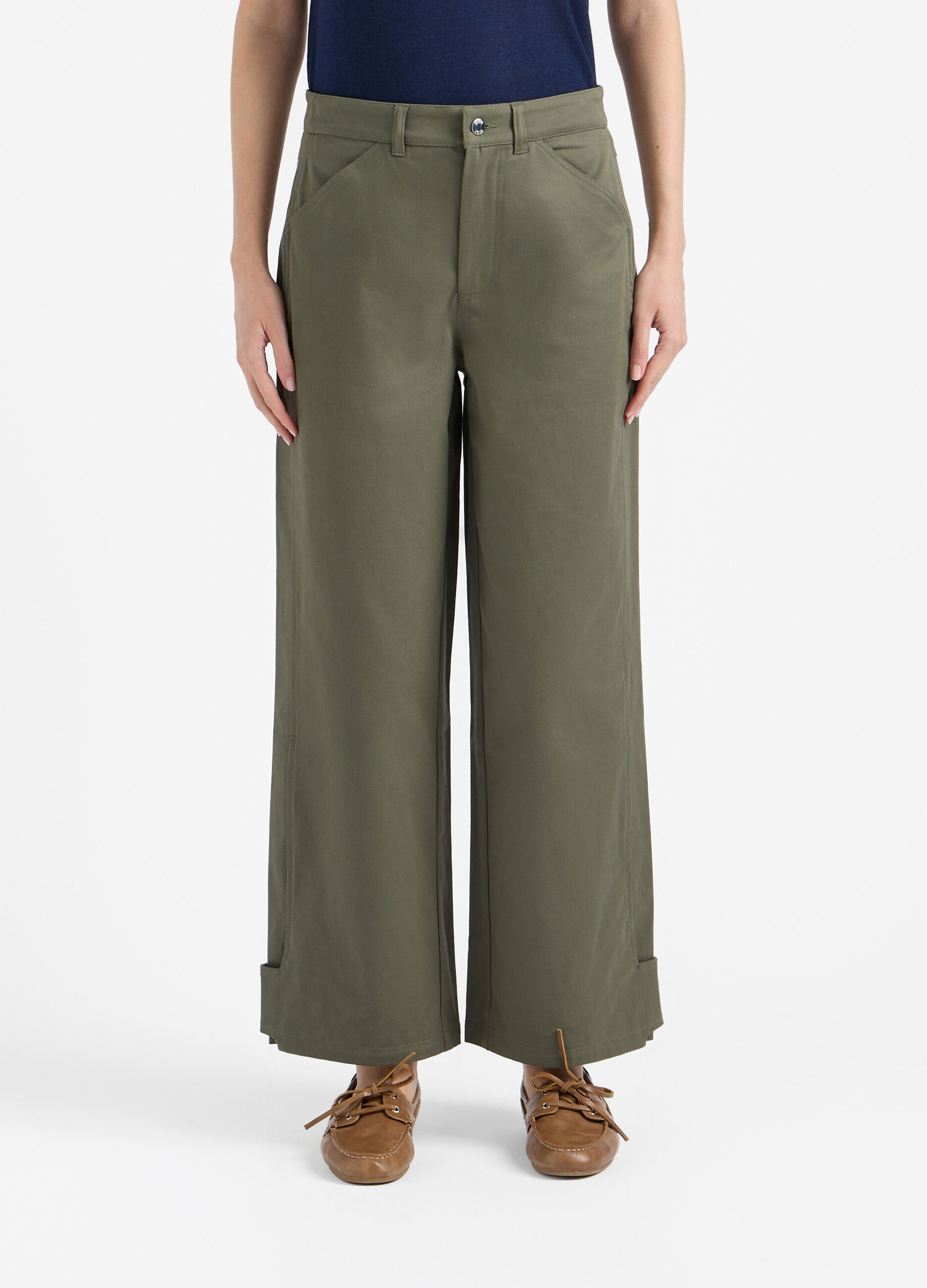 Pantaloni Fit Over in Twill di cotone stretch donna_1
