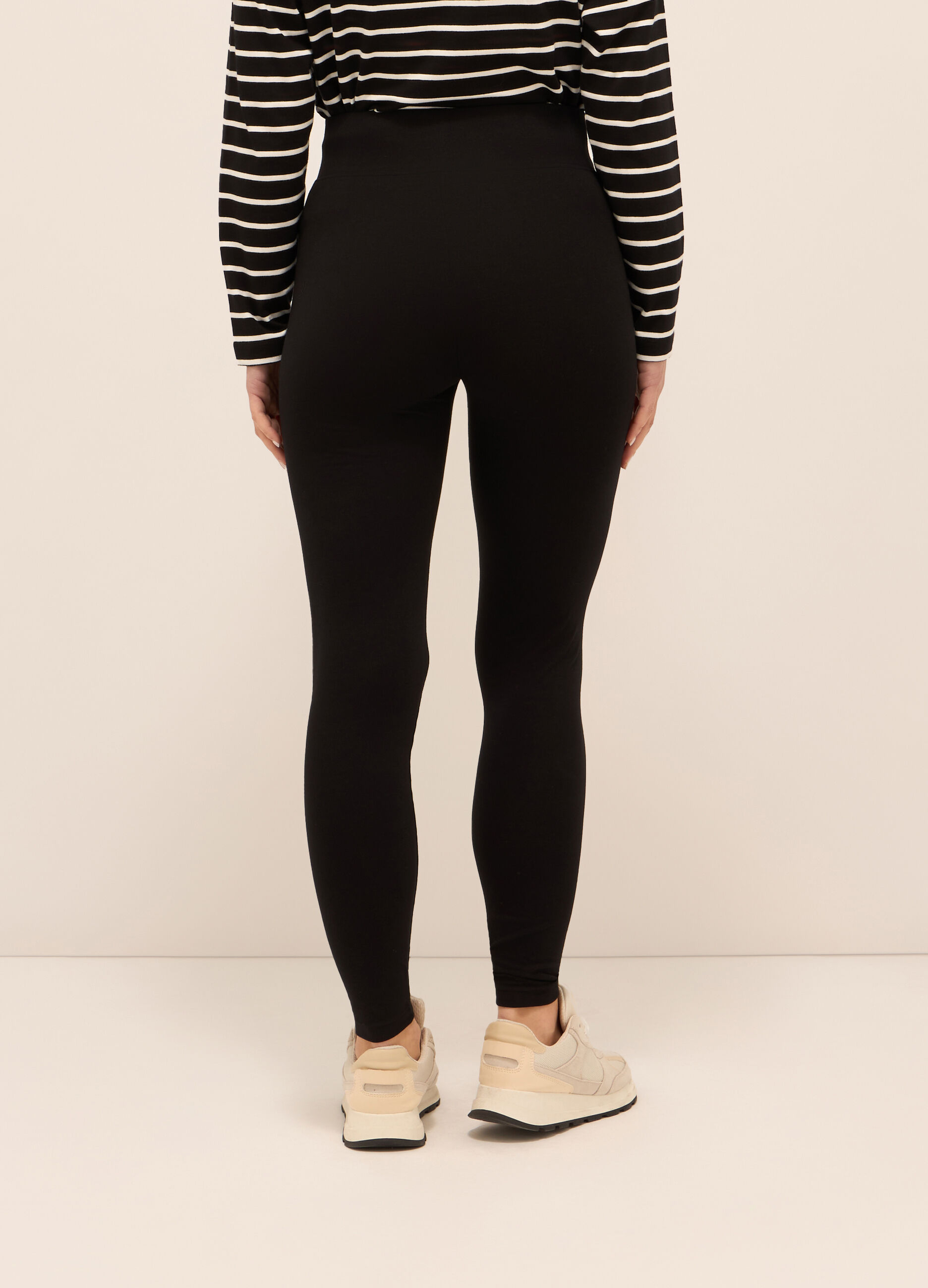 Leggings fitness in jersey di cotone stretch donna_1