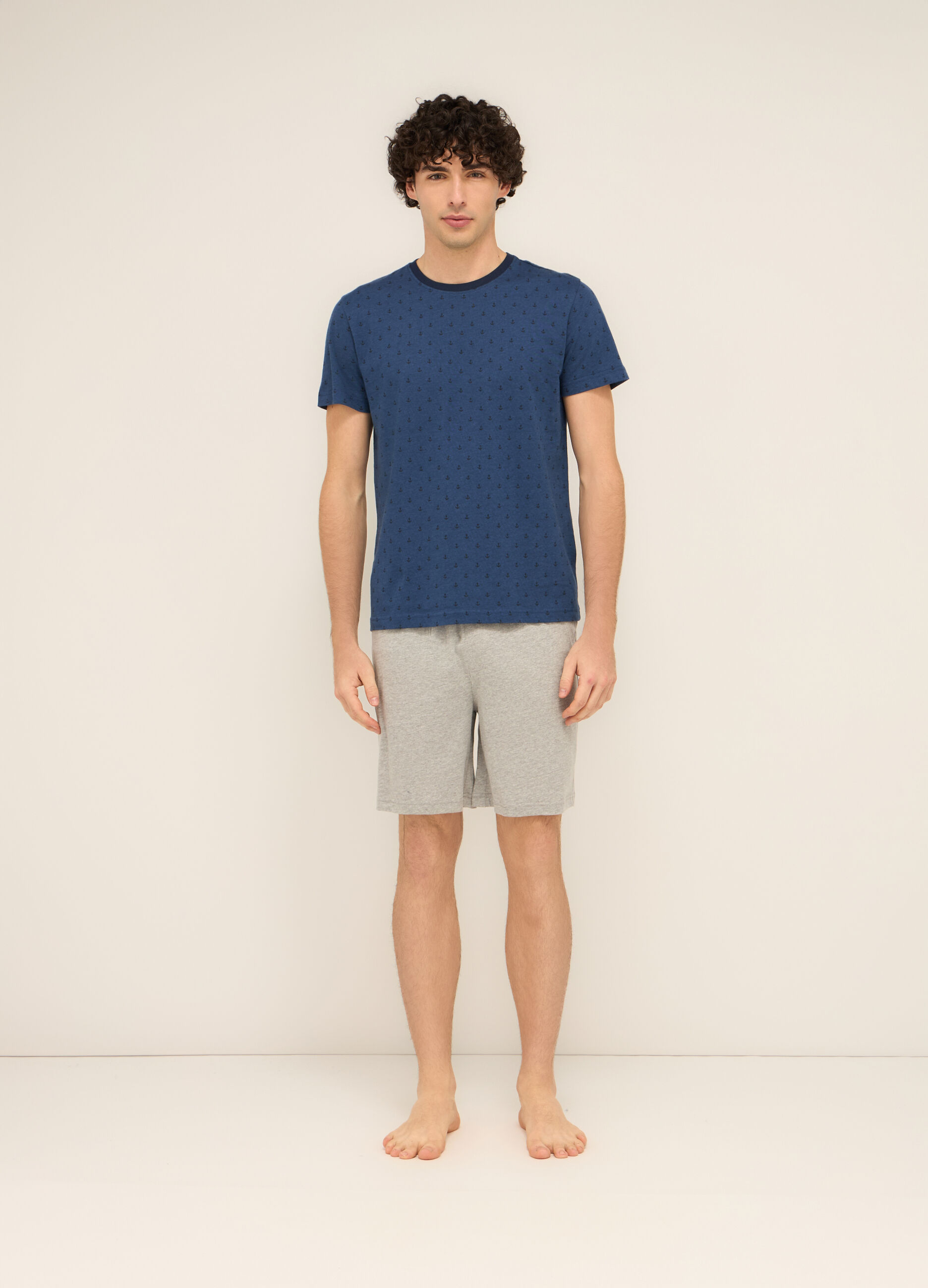 T-shirt pigiama in cotone a fantasia uomo_0