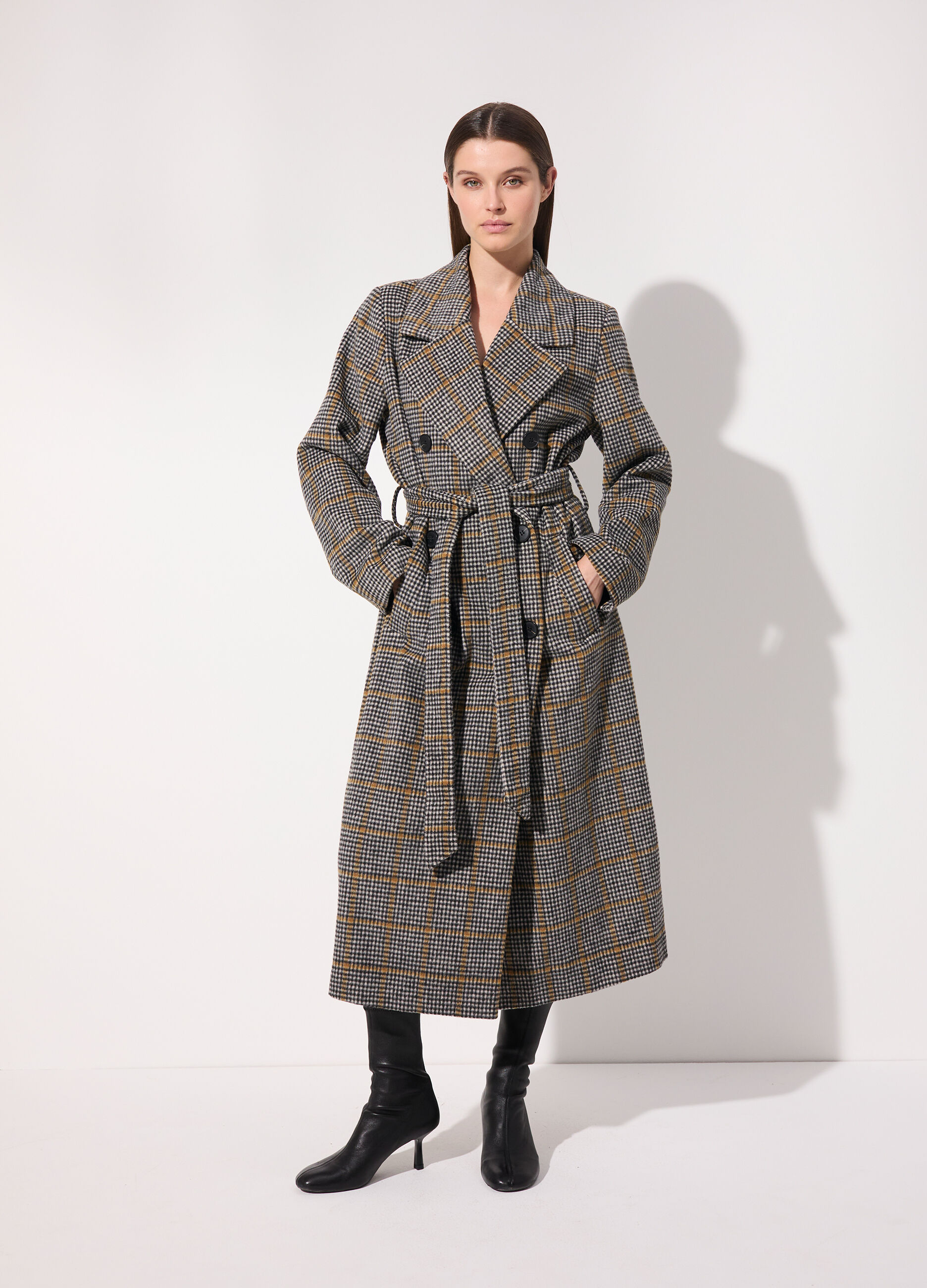 Cappotto lungo doppiopetto in misto lana donna_0