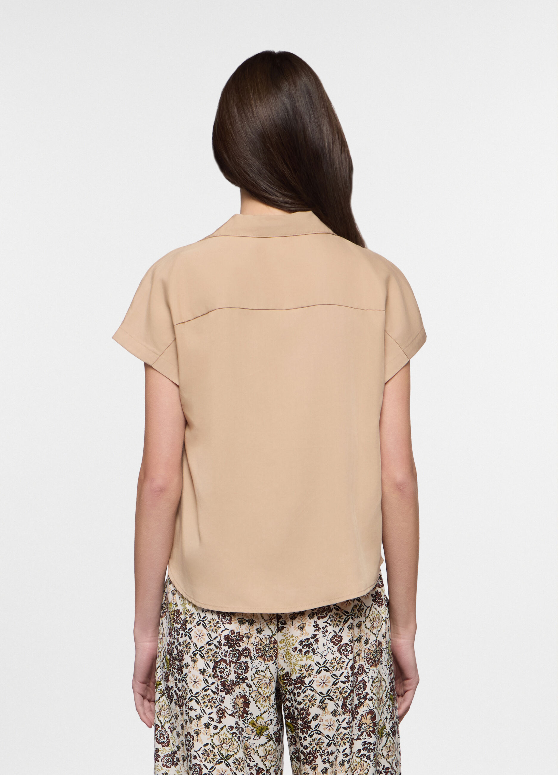 Blusa fit regular in twill di pura lyocell donna_1