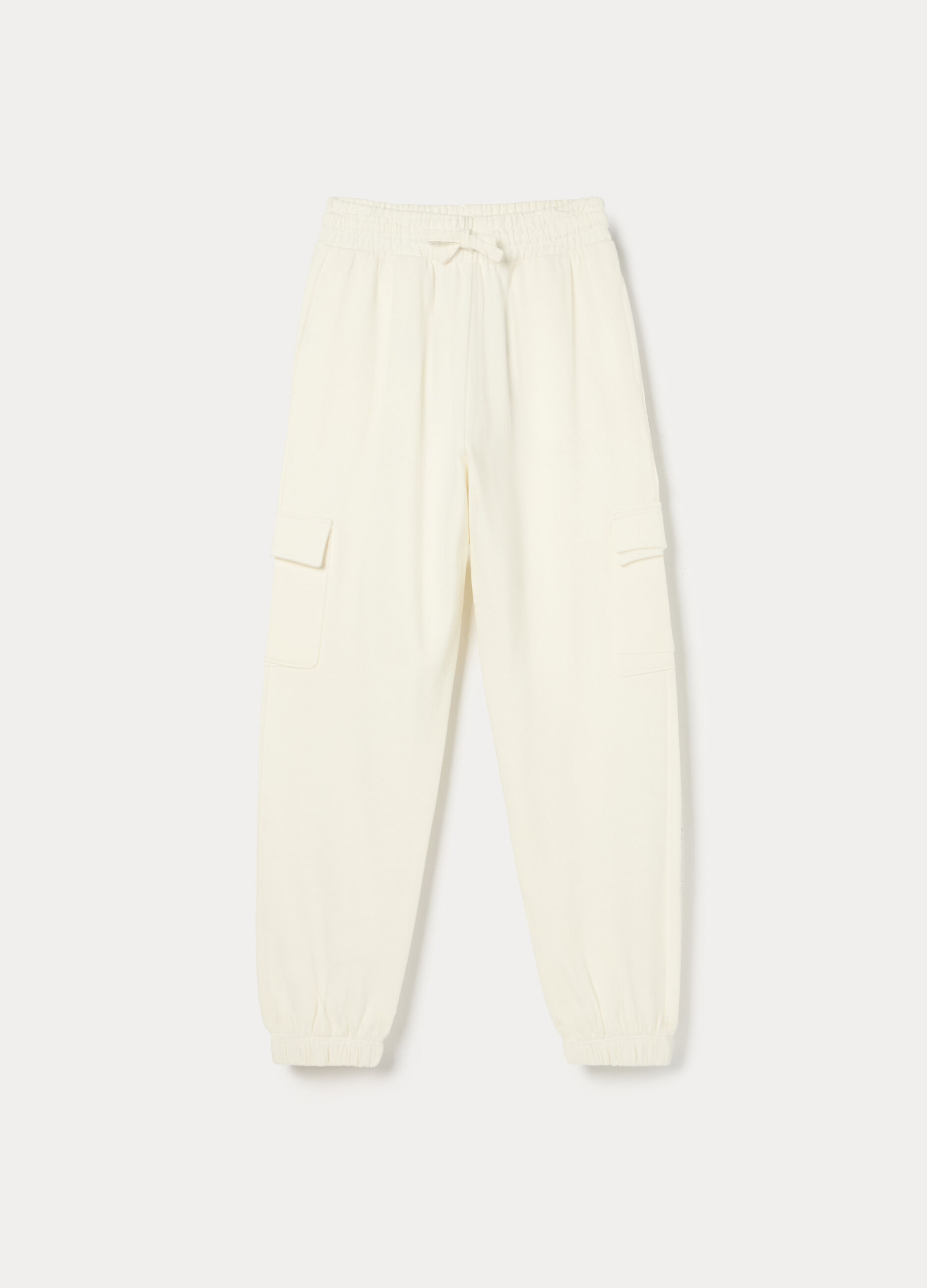 Pantaloni cargo in french terry di puro cotone ragazza_0