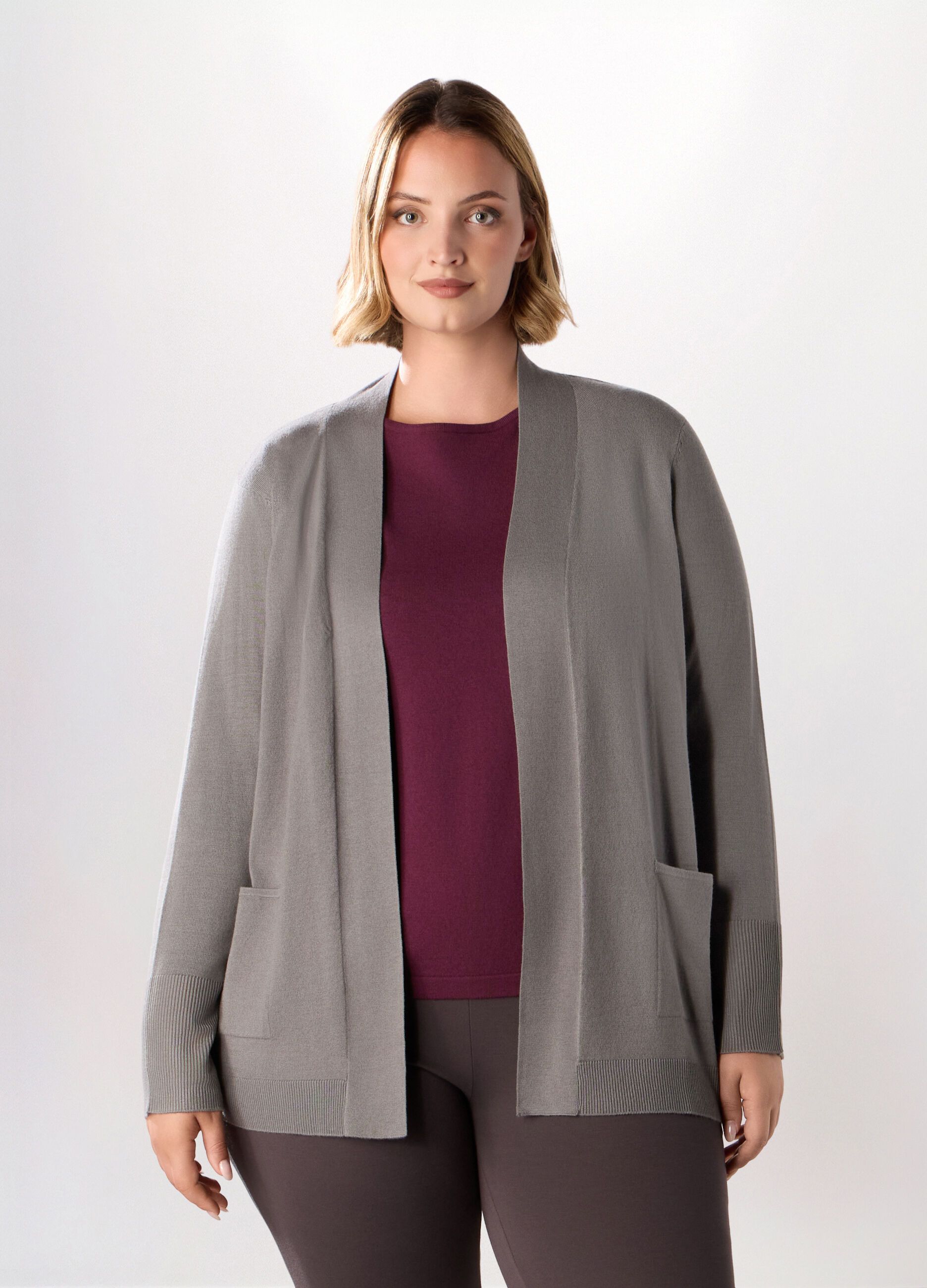Cardigan aperto in misto viscosa donna curvy_0