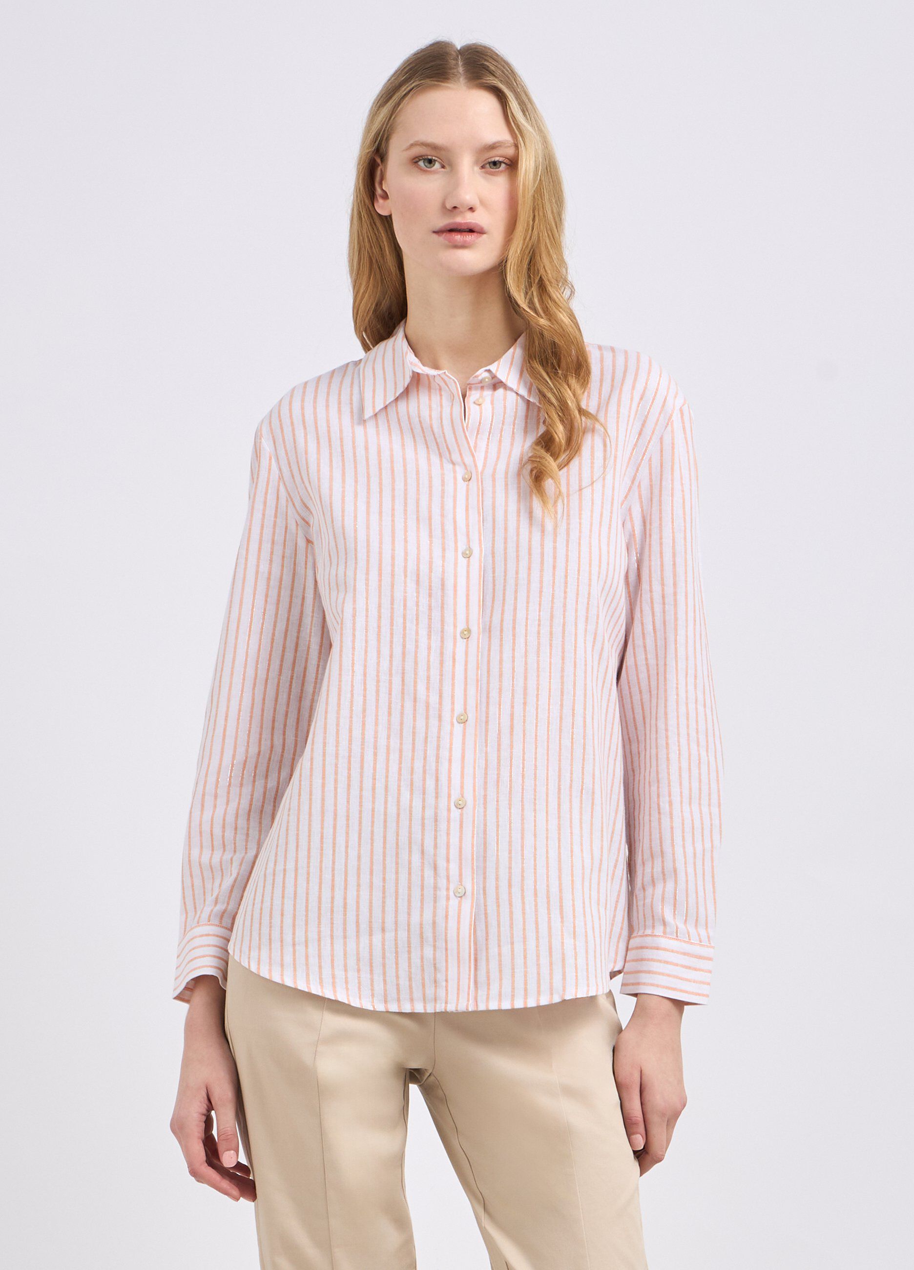 Camicia in misto lino e filo lurex donna_0
