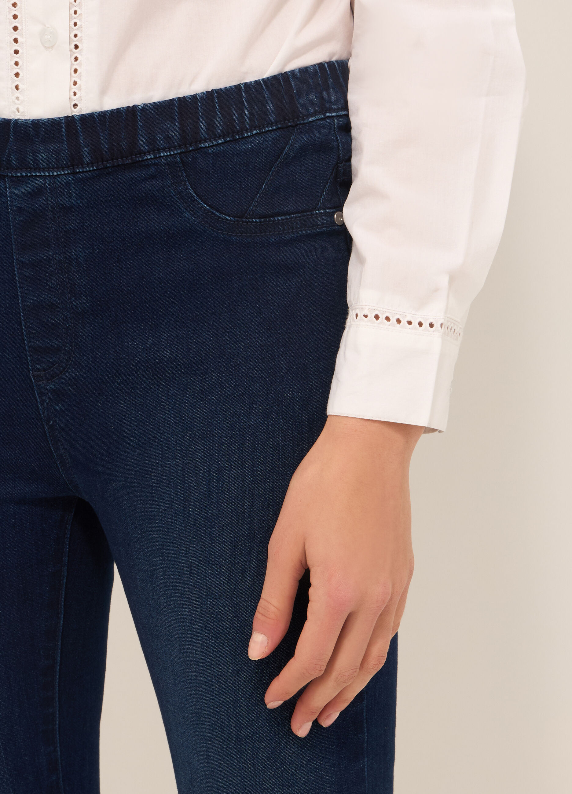 Jeggings in denim di misto cotone donna_2