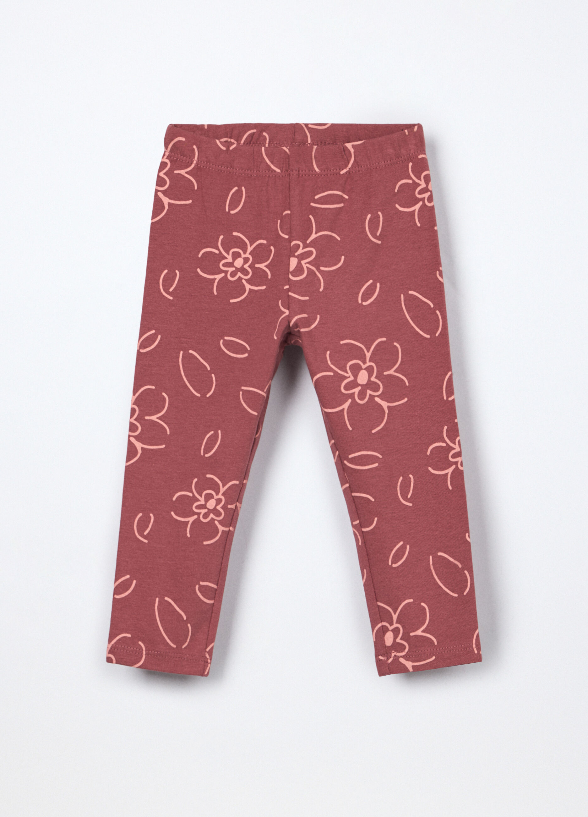 Leggings in jersey di cotone stretch neonata_0