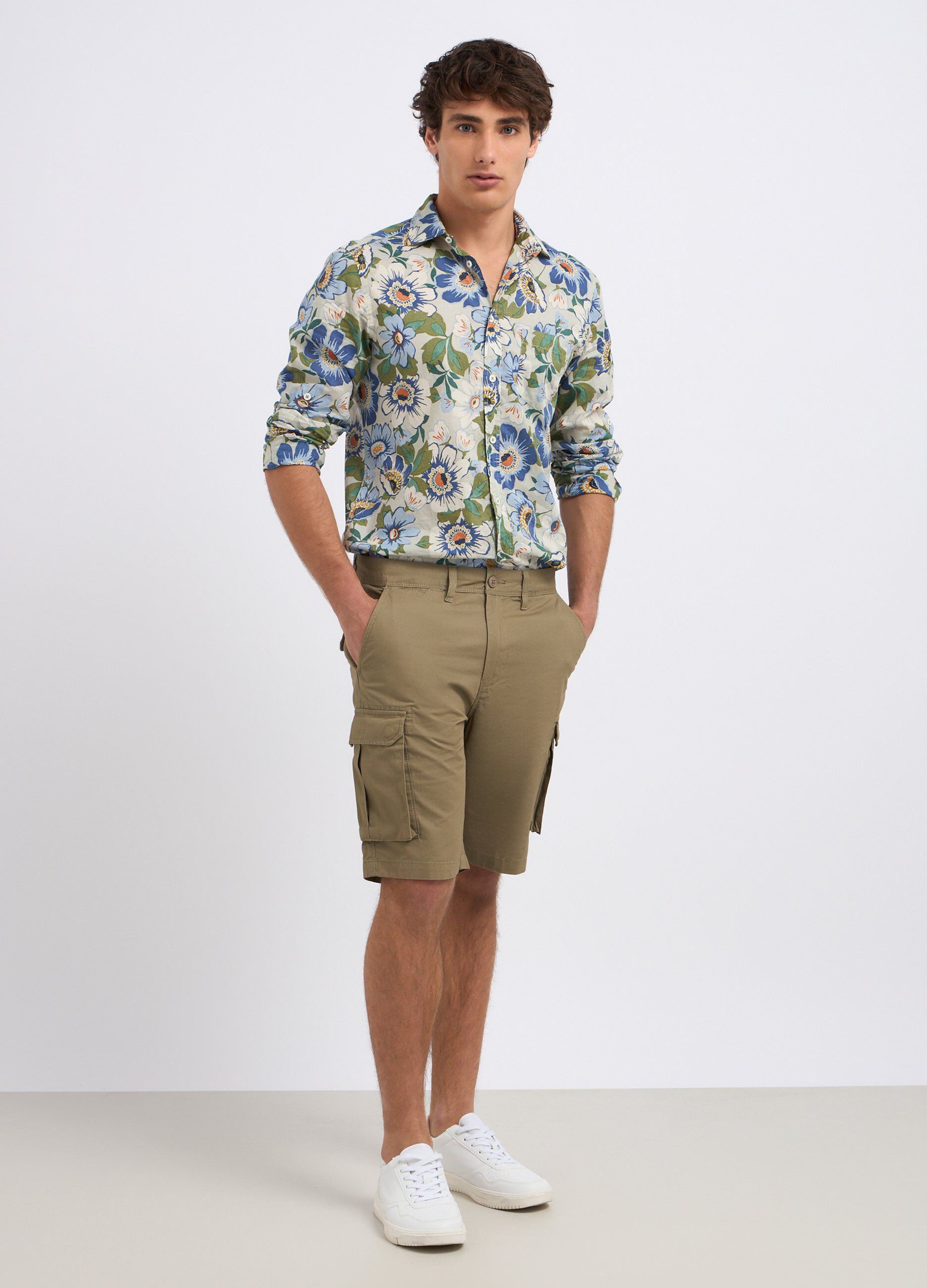 Shorts cargo chino in puro cotone uomo_0