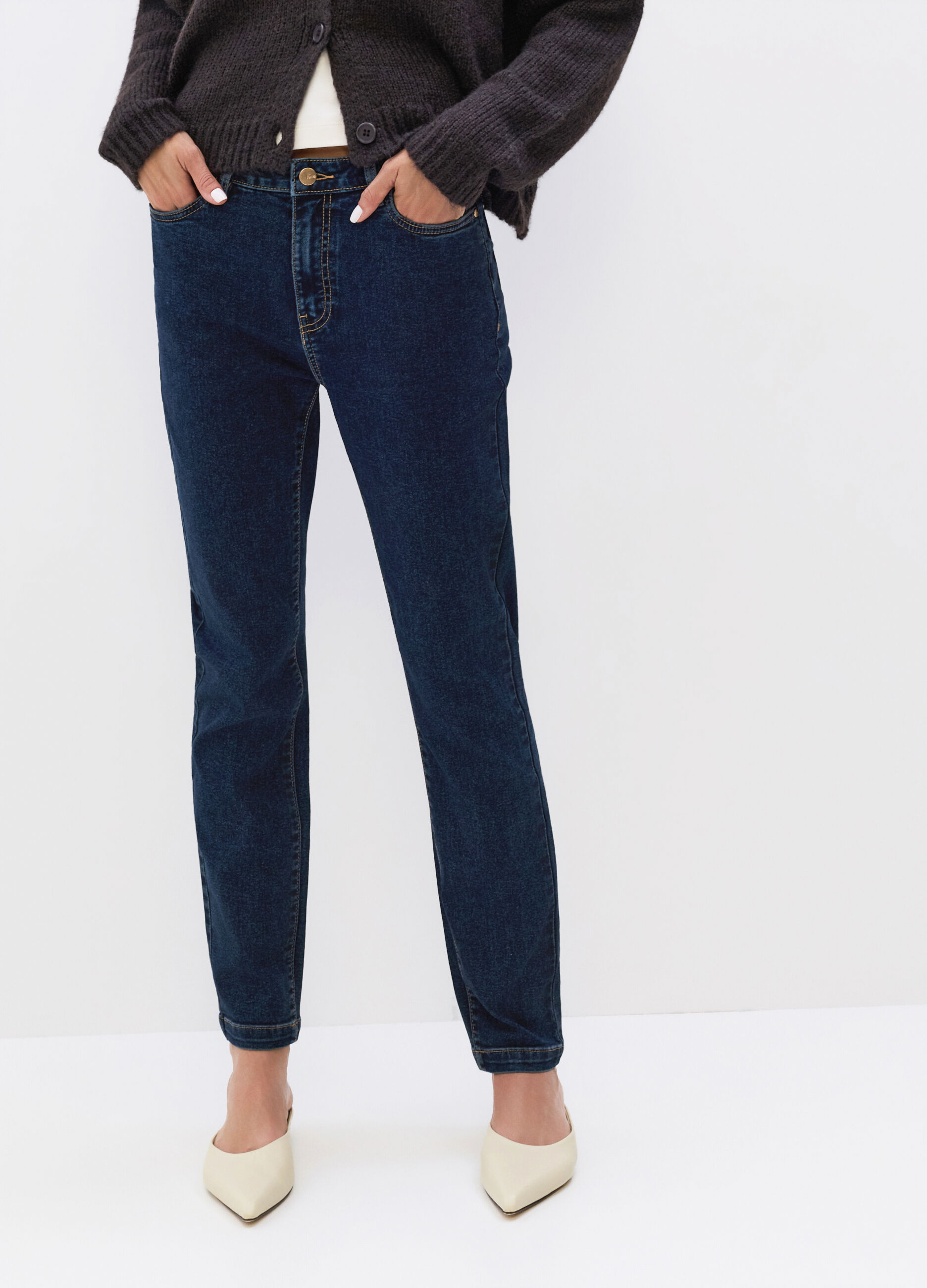 Pantaloni Slim Fit in denim stretch misto cotone donna_2