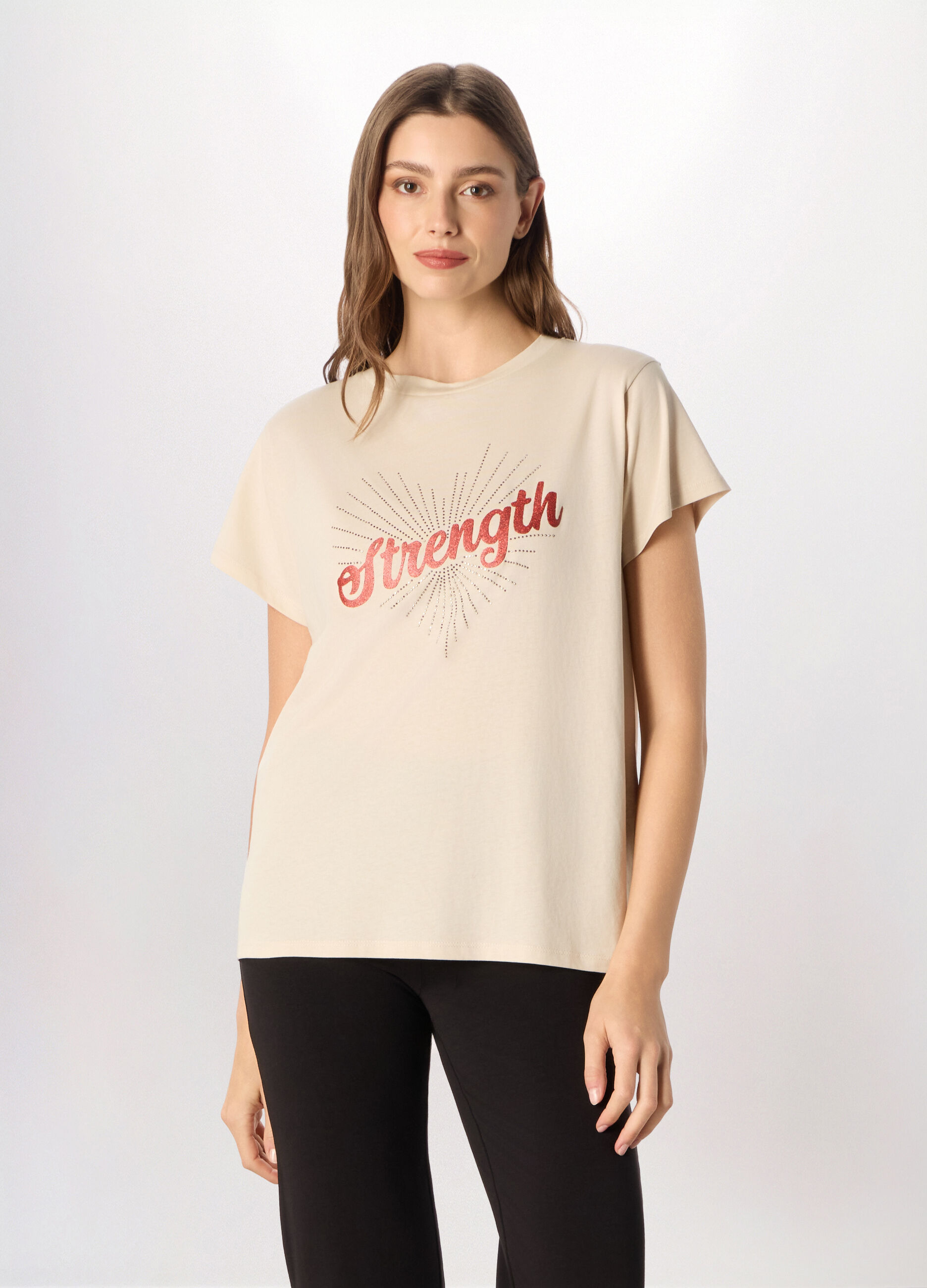 T-shirt in jersey di puro cotone donna_0