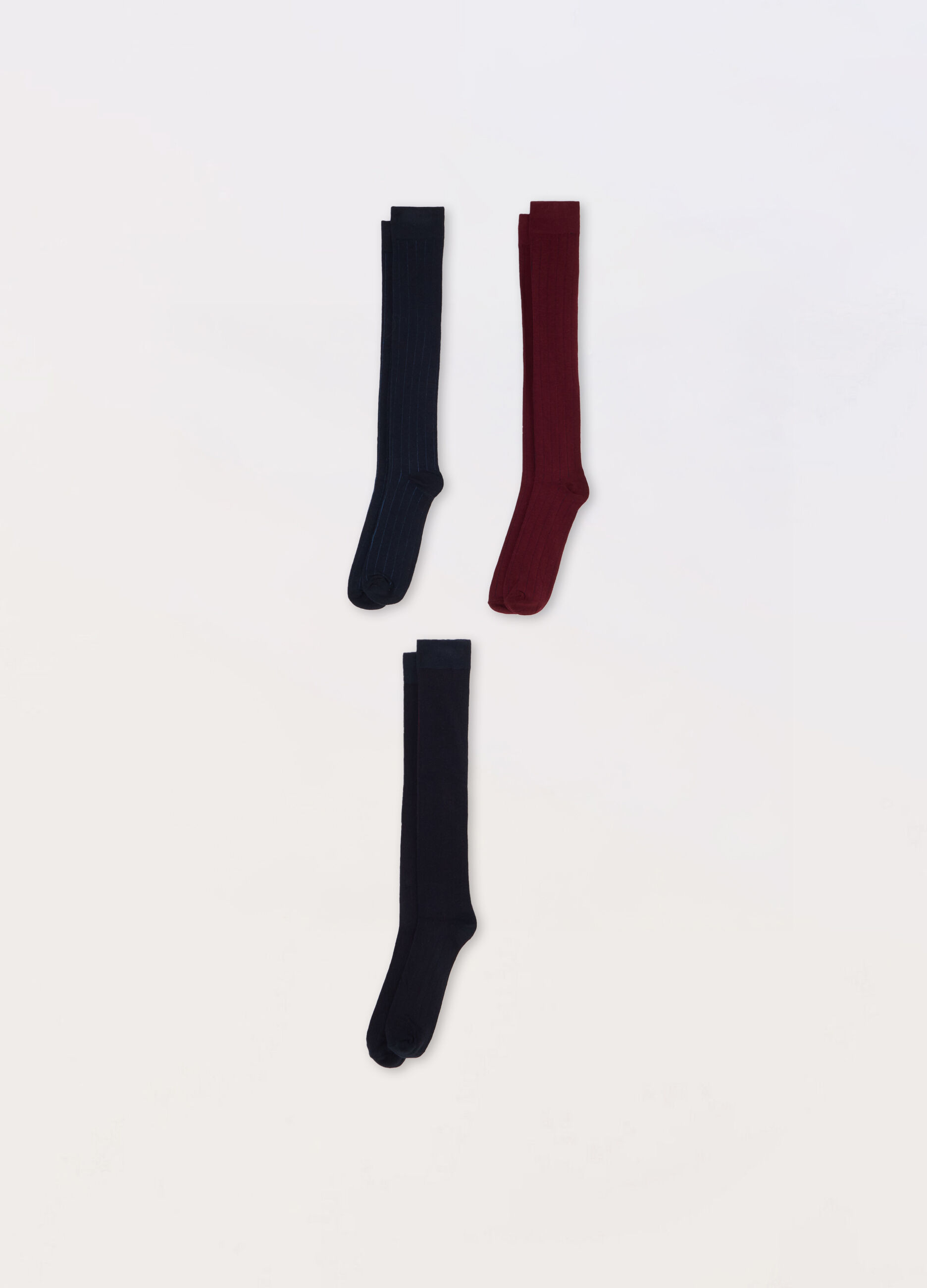 Calze lunghe in cotone stretch a coste uomo_0