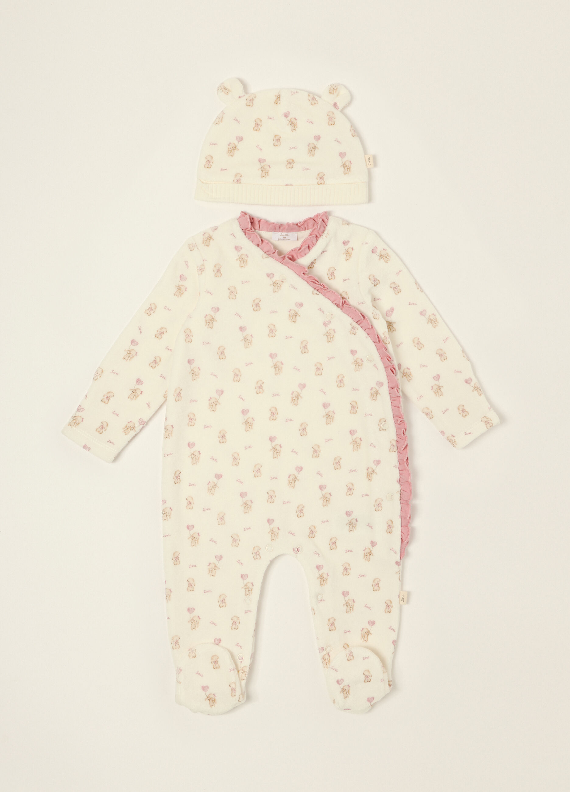 Pagliaccetto bianco in misto cotone per neonata_0