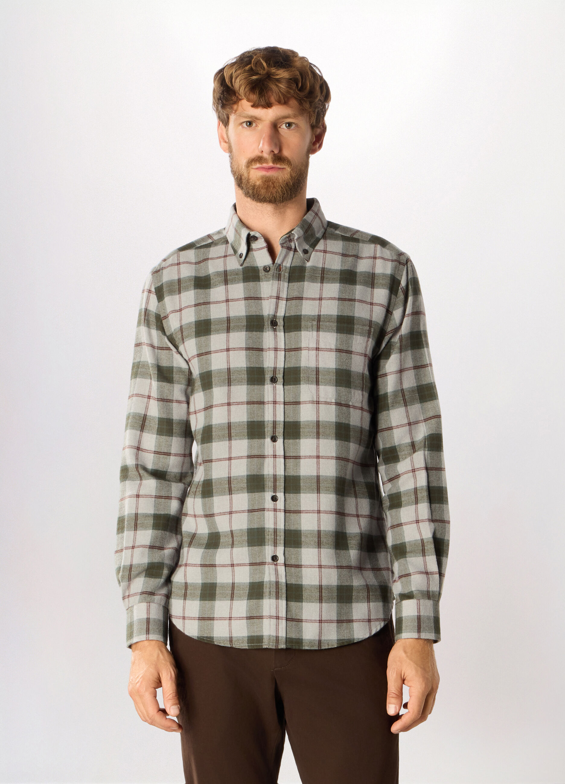 Camicia slim fit in misto cotone uomo_0