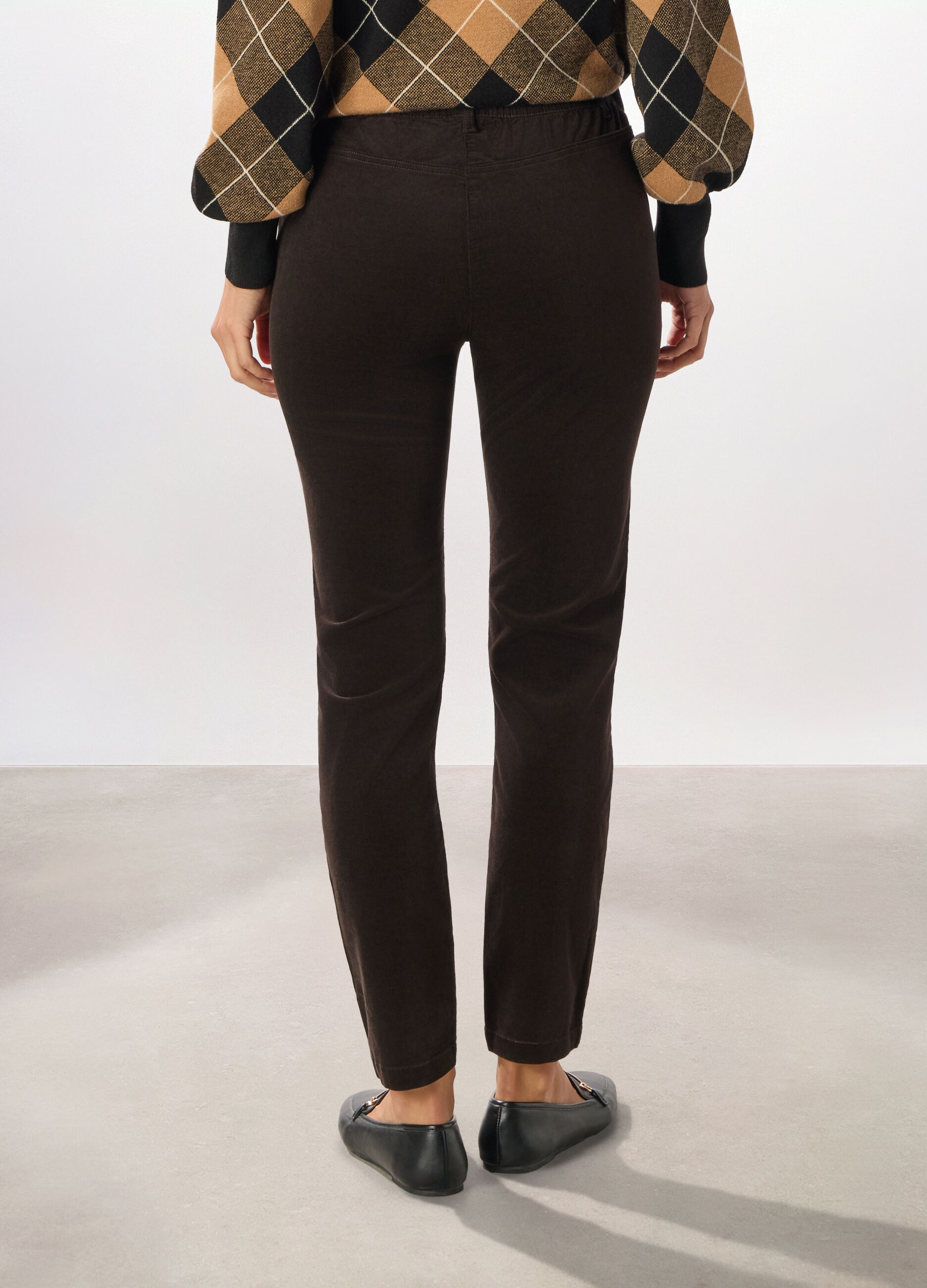 Jeggings in velluto a coste di cotone stretch donna_1