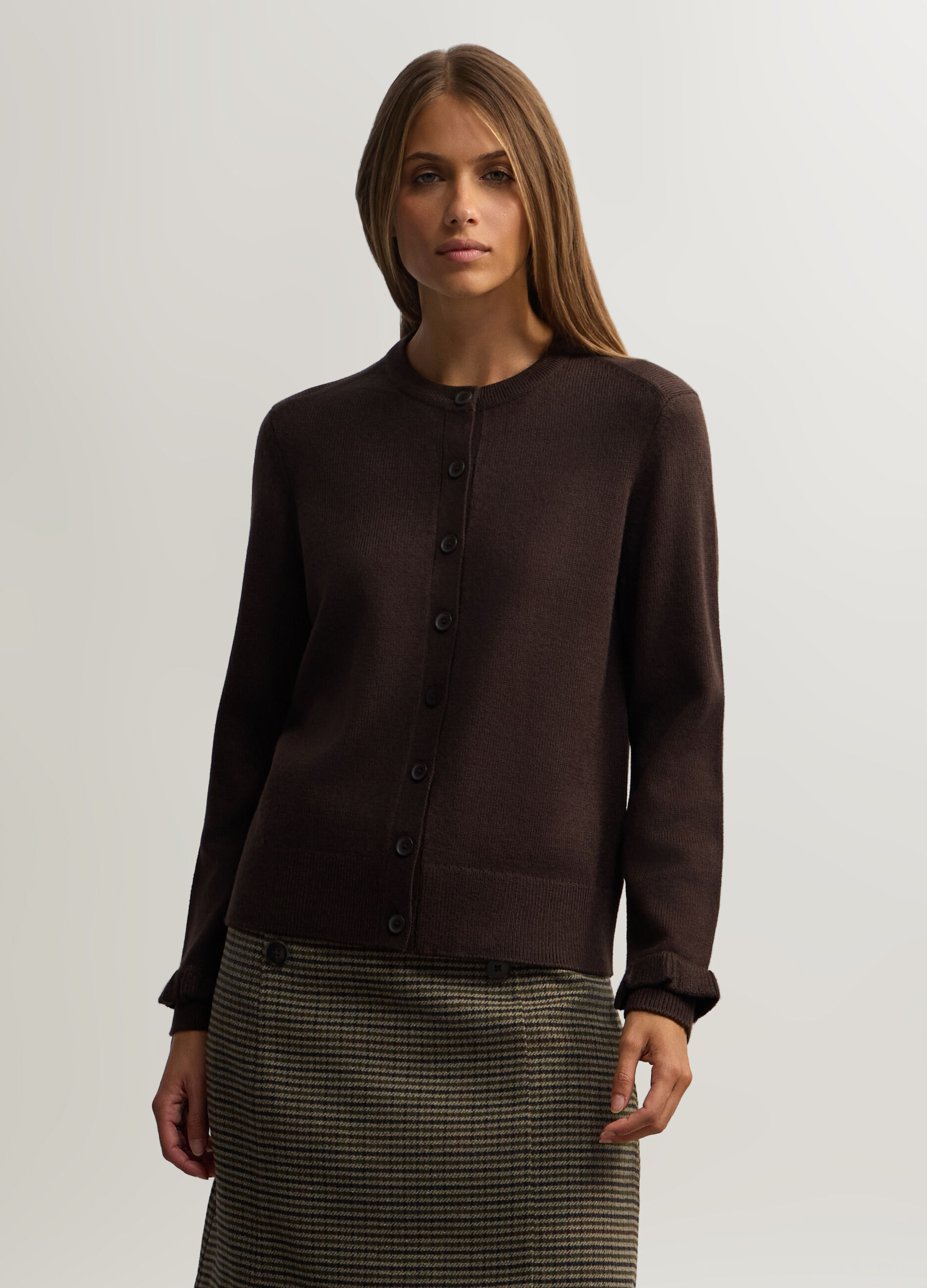 Cardigan girocollo Fitted in costina donna_0