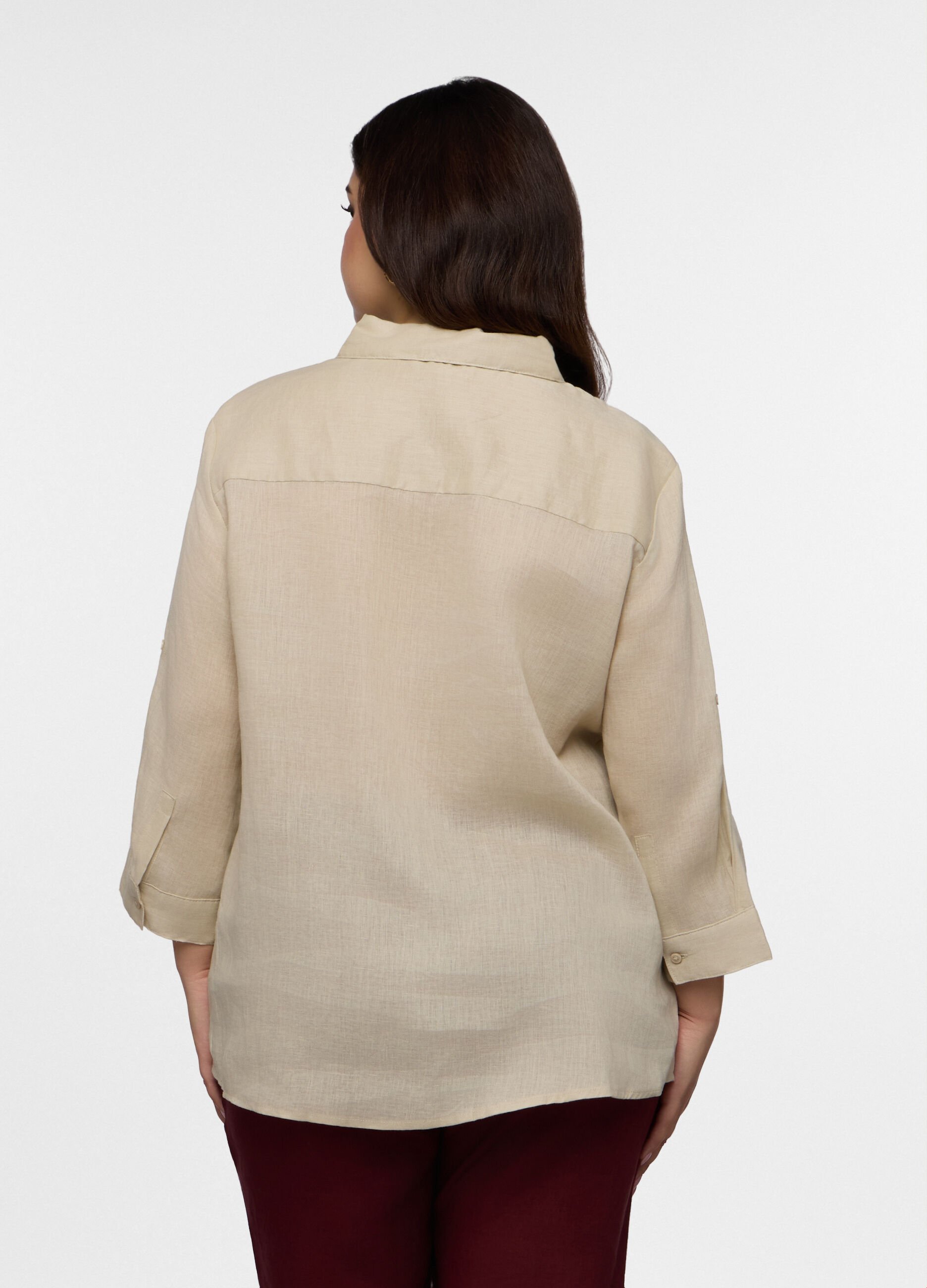 Camicia Fit Regular con collo alla francese in puro lino donna curvy_1