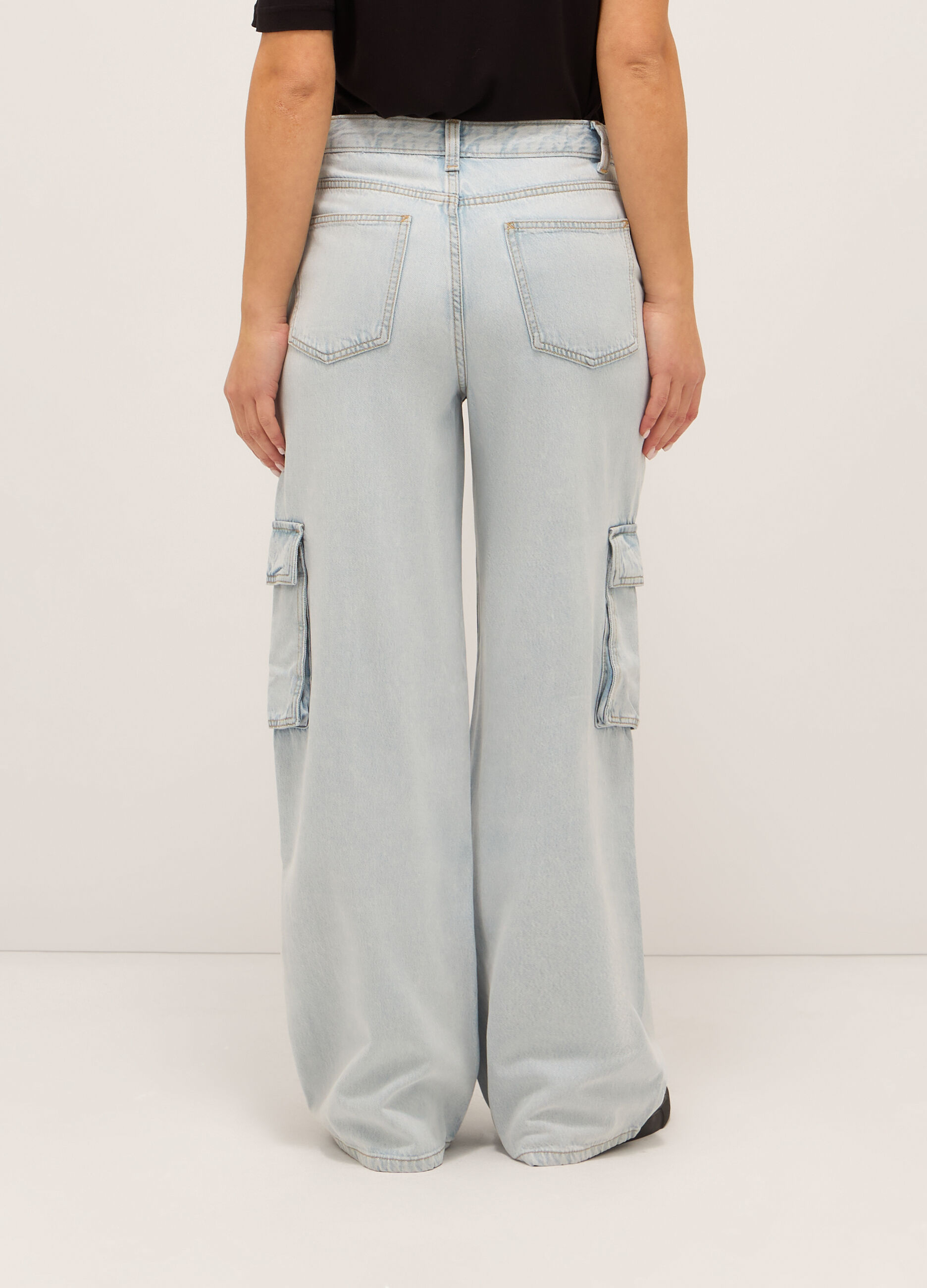 Pantaloni cardo in denim di misto cotone donna_1