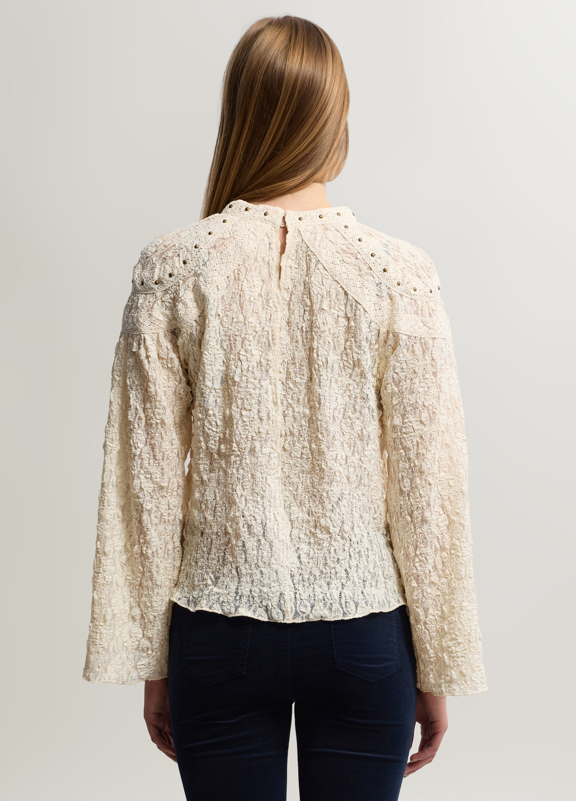 Blusa Fit Regular girocollo in pizzo donna_1