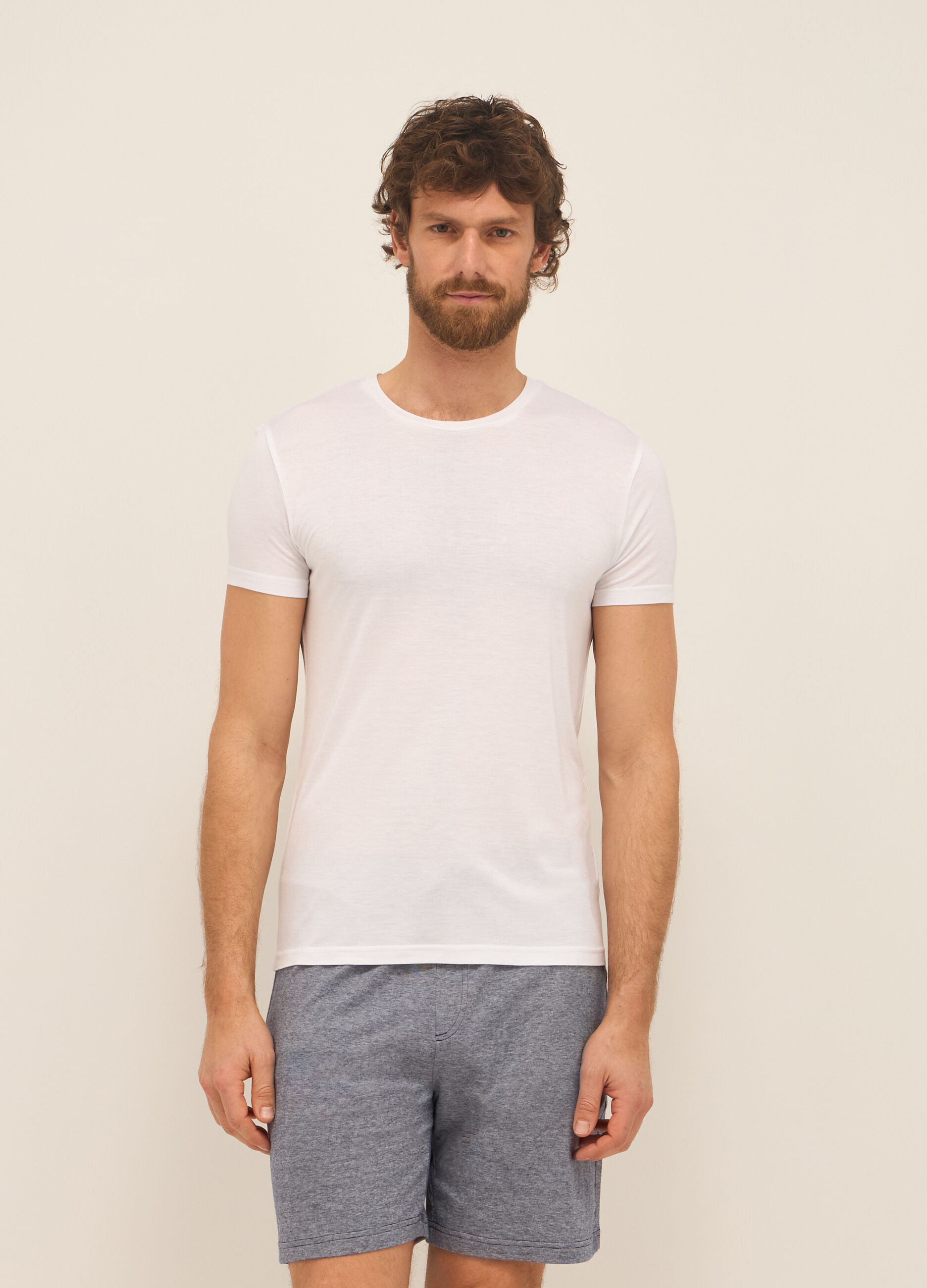 T-shirt girocollo in modal uomo_0