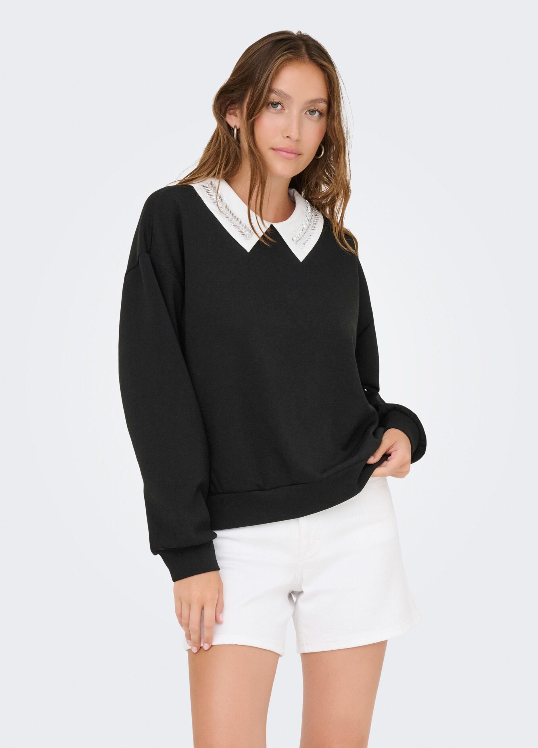 Felpa con inserto camicia donna_0