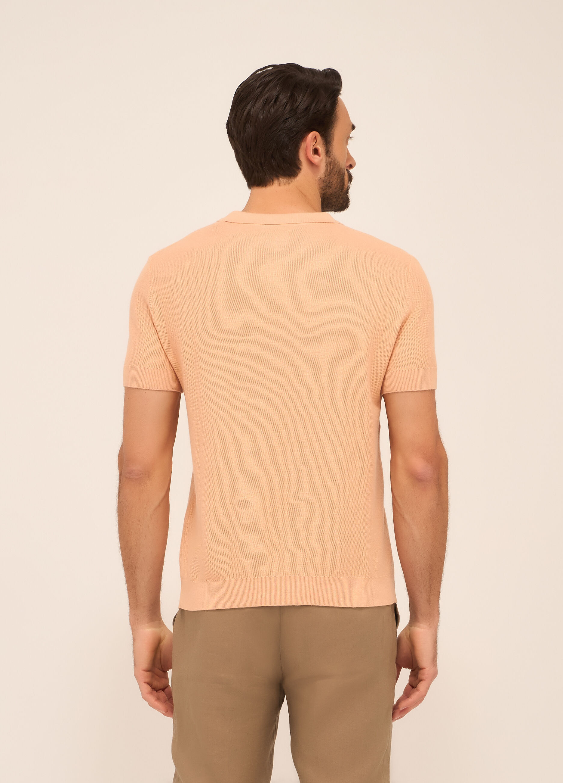 Polo a maglia nido d'ape in puro cotone uomo