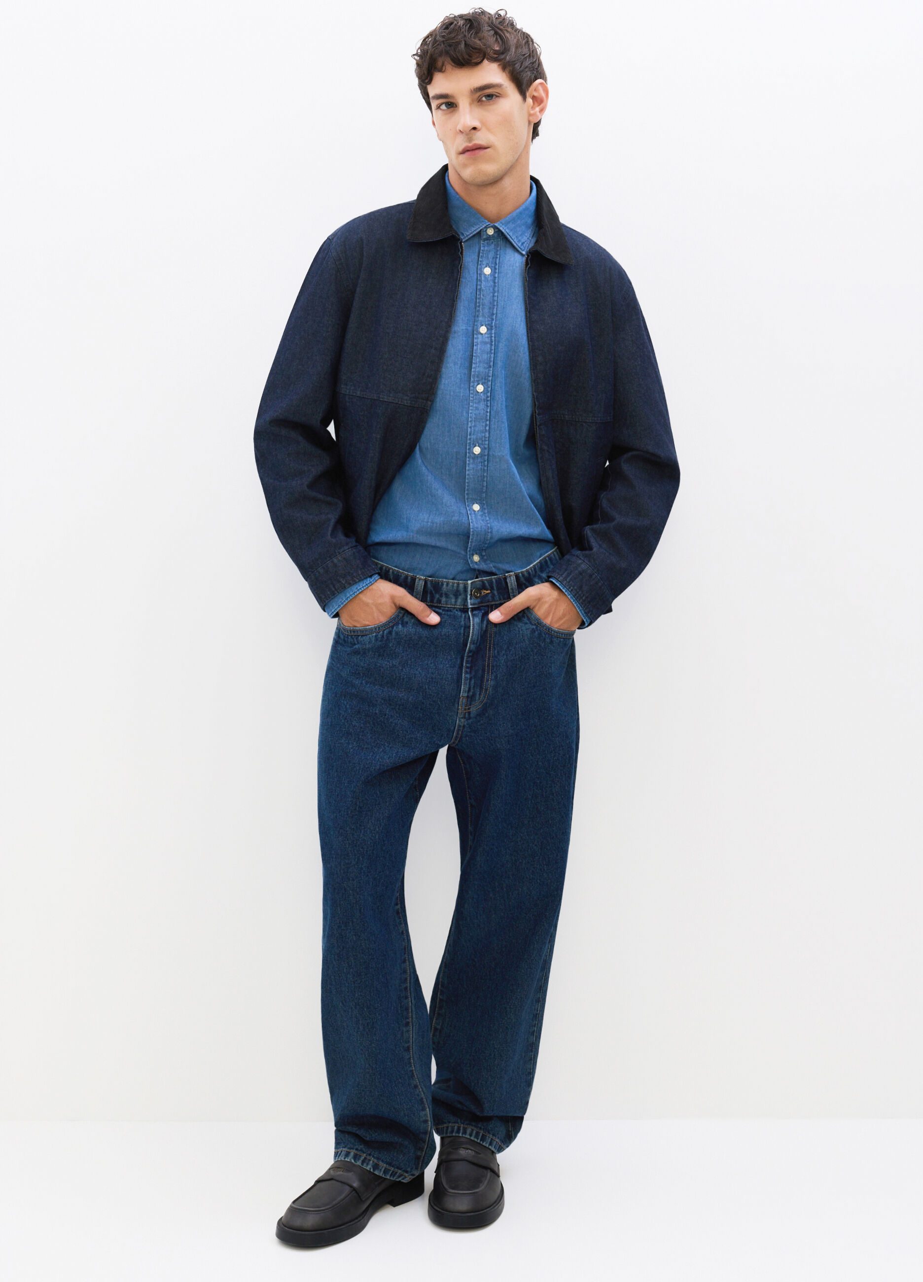 Jeans loose fit in denim di cotone uomo_0