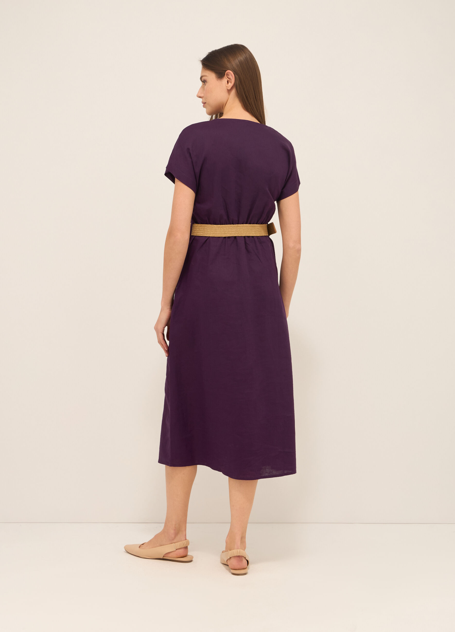 Abito lungo misto lino donna_1