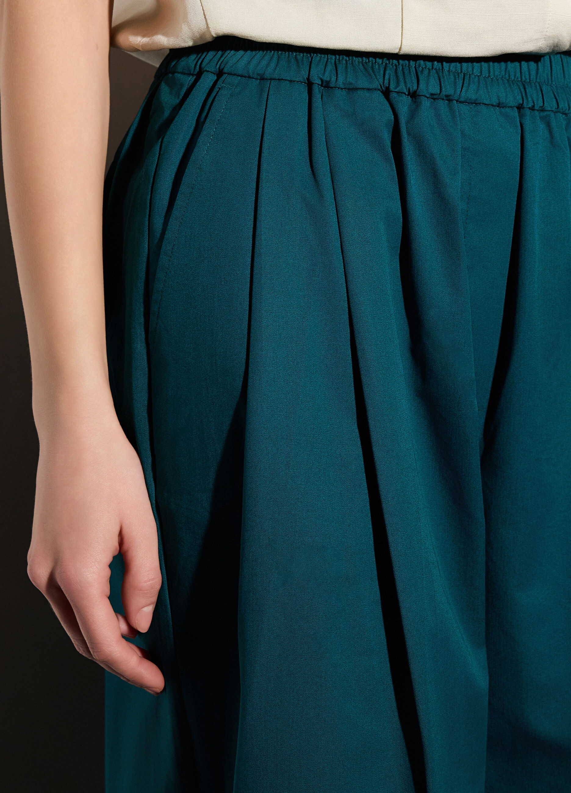 Pantaloni palazzo regular fit in puro cotone donna_3