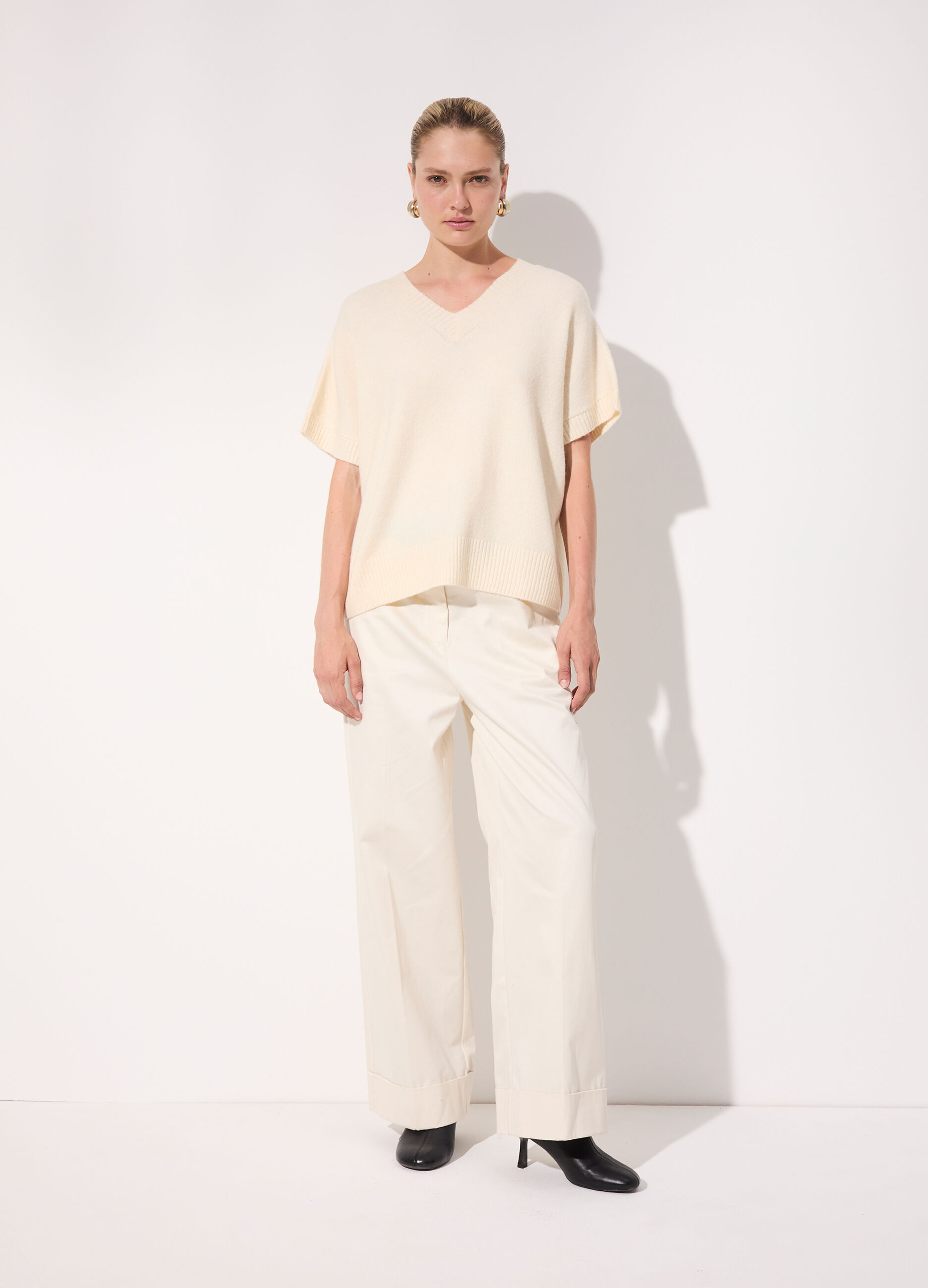 Tricot kimono a maniche corte misto lana donna_0