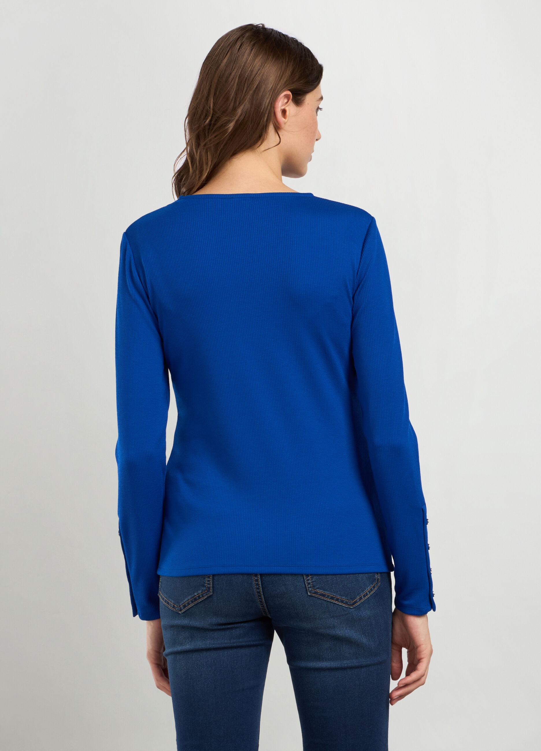 T-shirt in costina di misto viscosa stretch donna_1