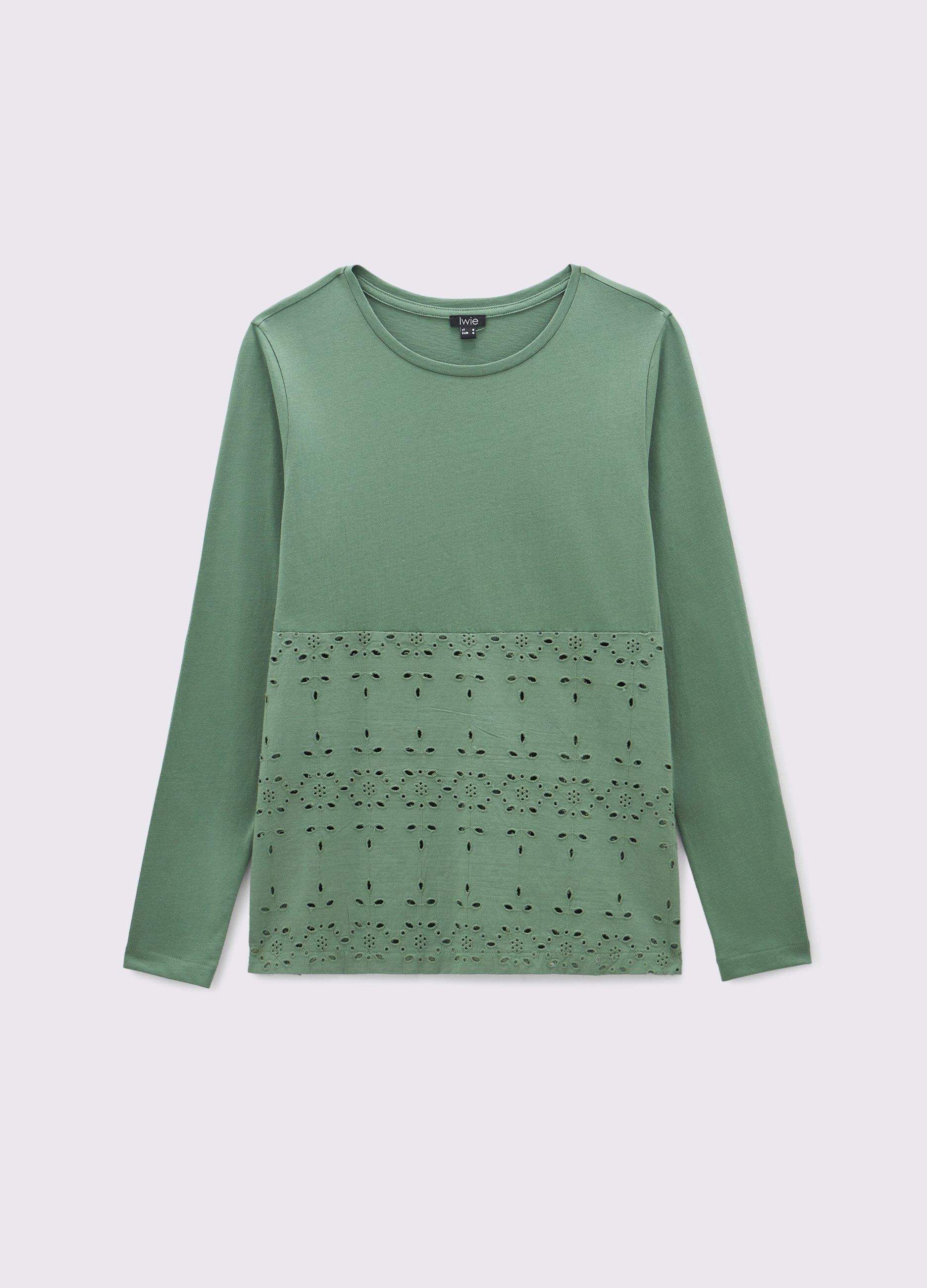 T-shirt in puro cotone a maniche lunghe donna_0