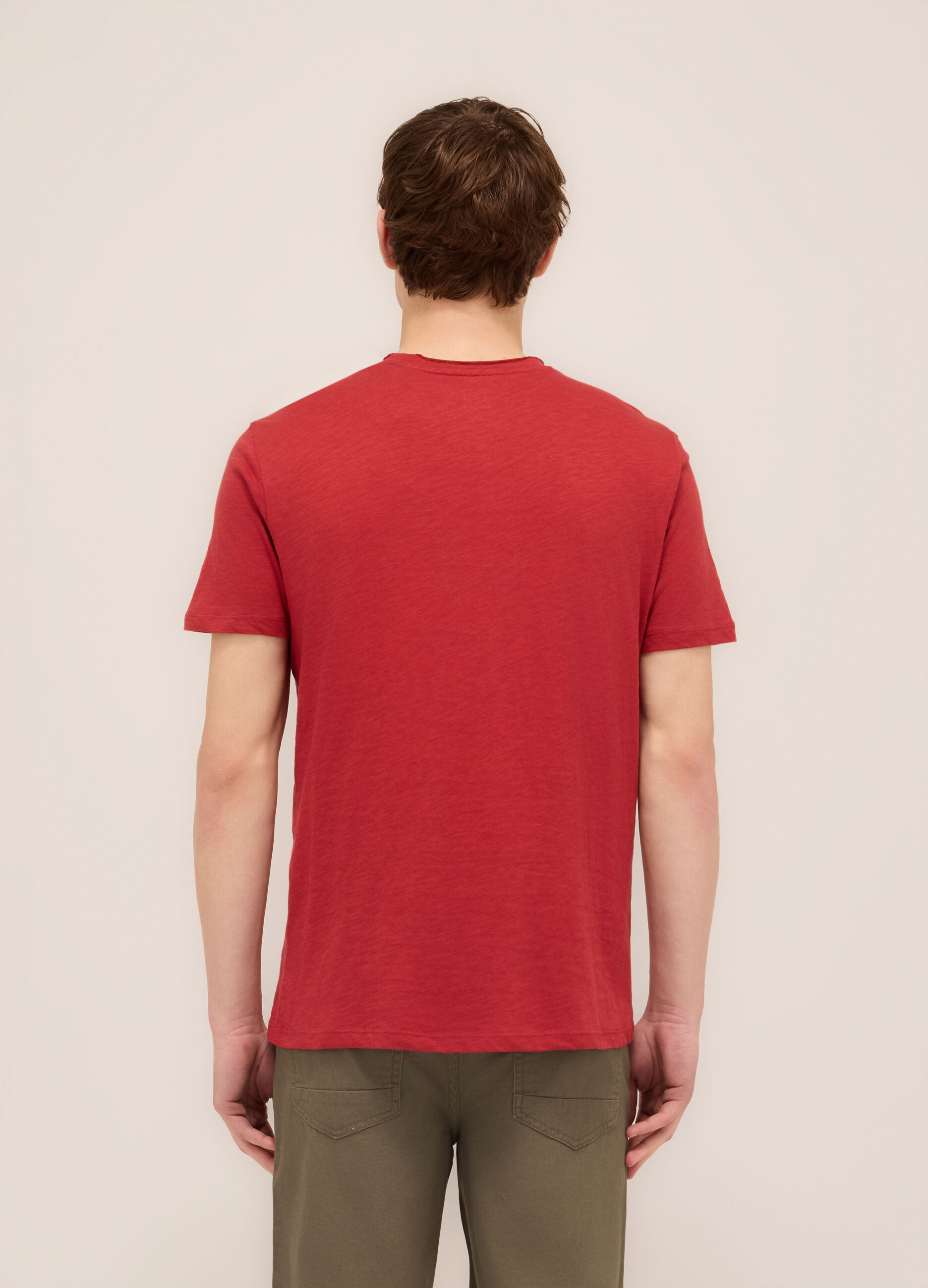 T-shirt girocollo in cotone fiammato uomo_1