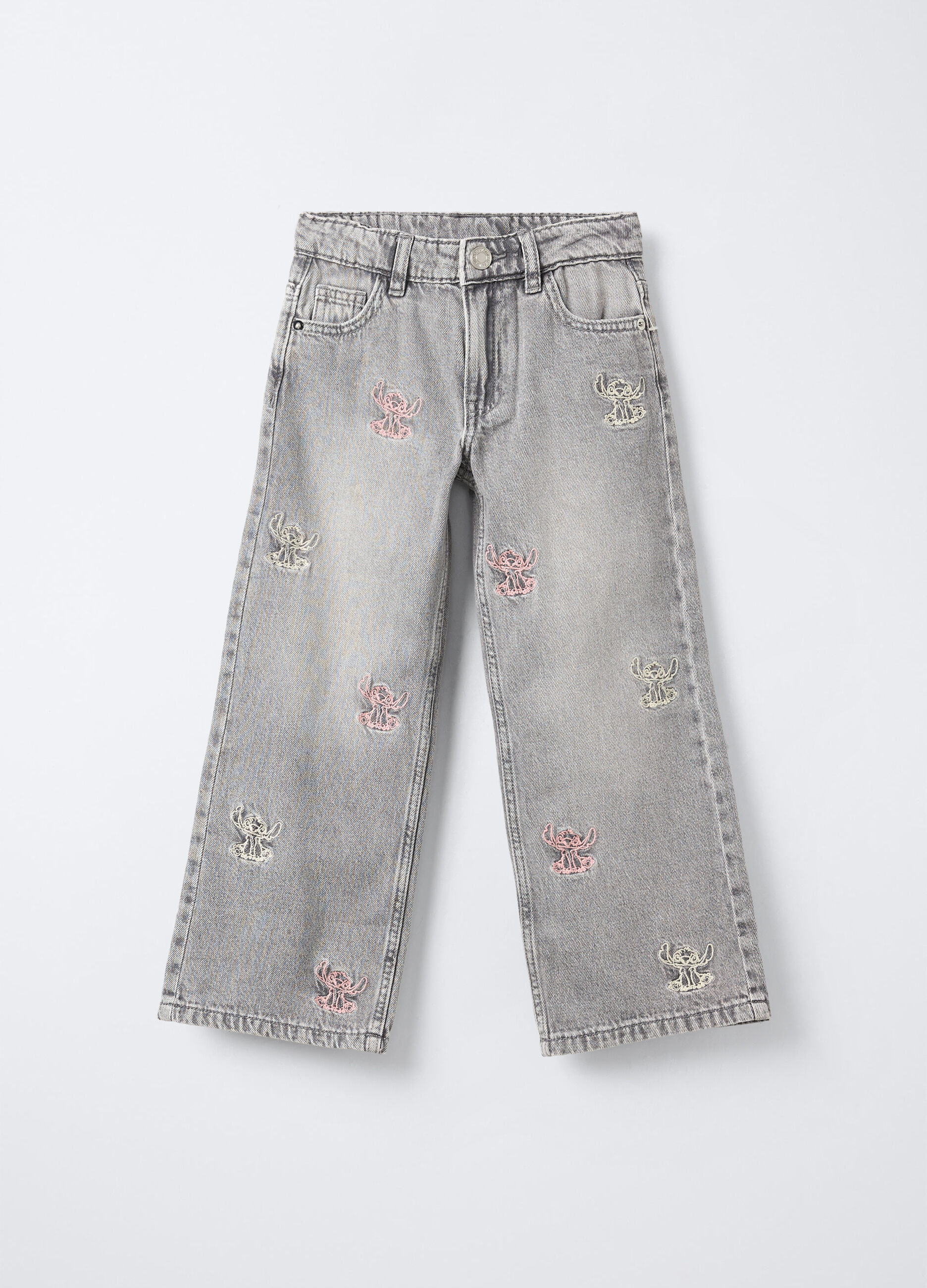 Pantaloni Disney in denim di cotone misto viscosa Wide Leg bambina_0
