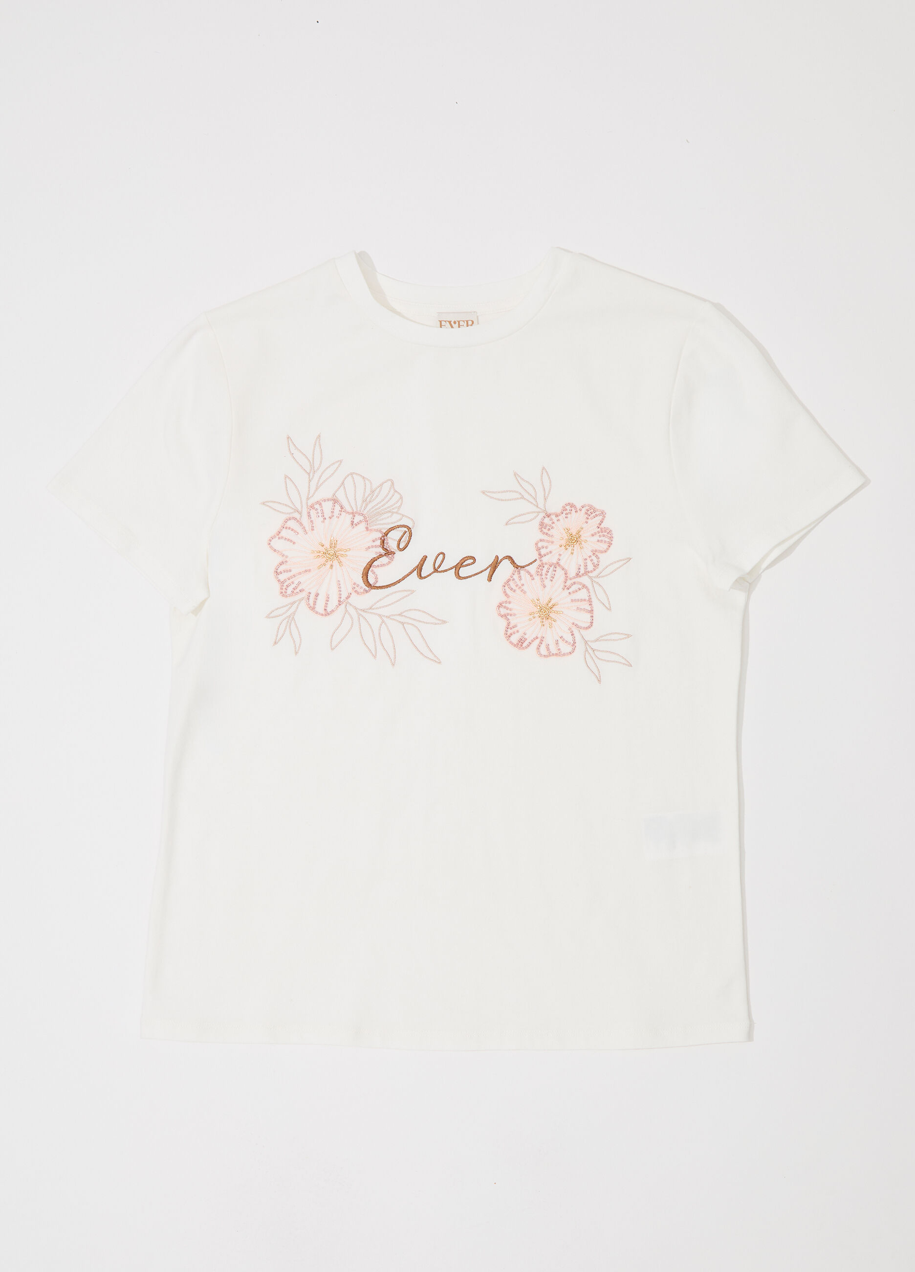 T-shirt in cotone stretch con ricami donna_4