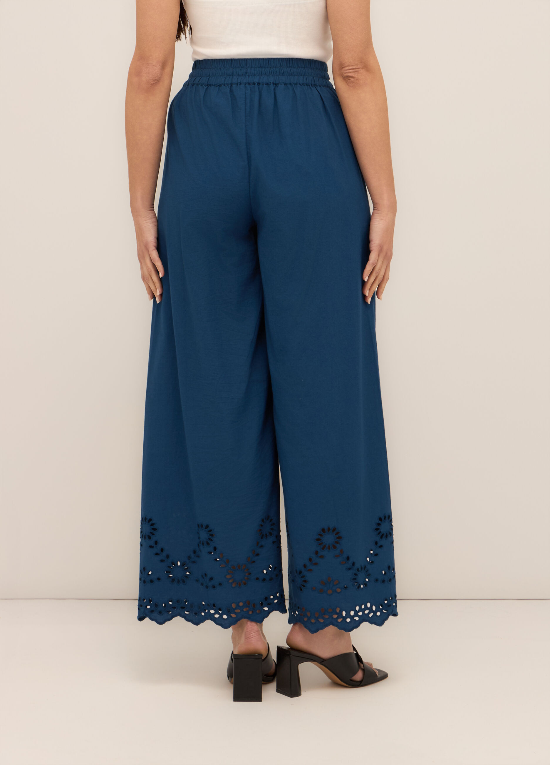 Pantaloni palazzo in puro cotone donna_1