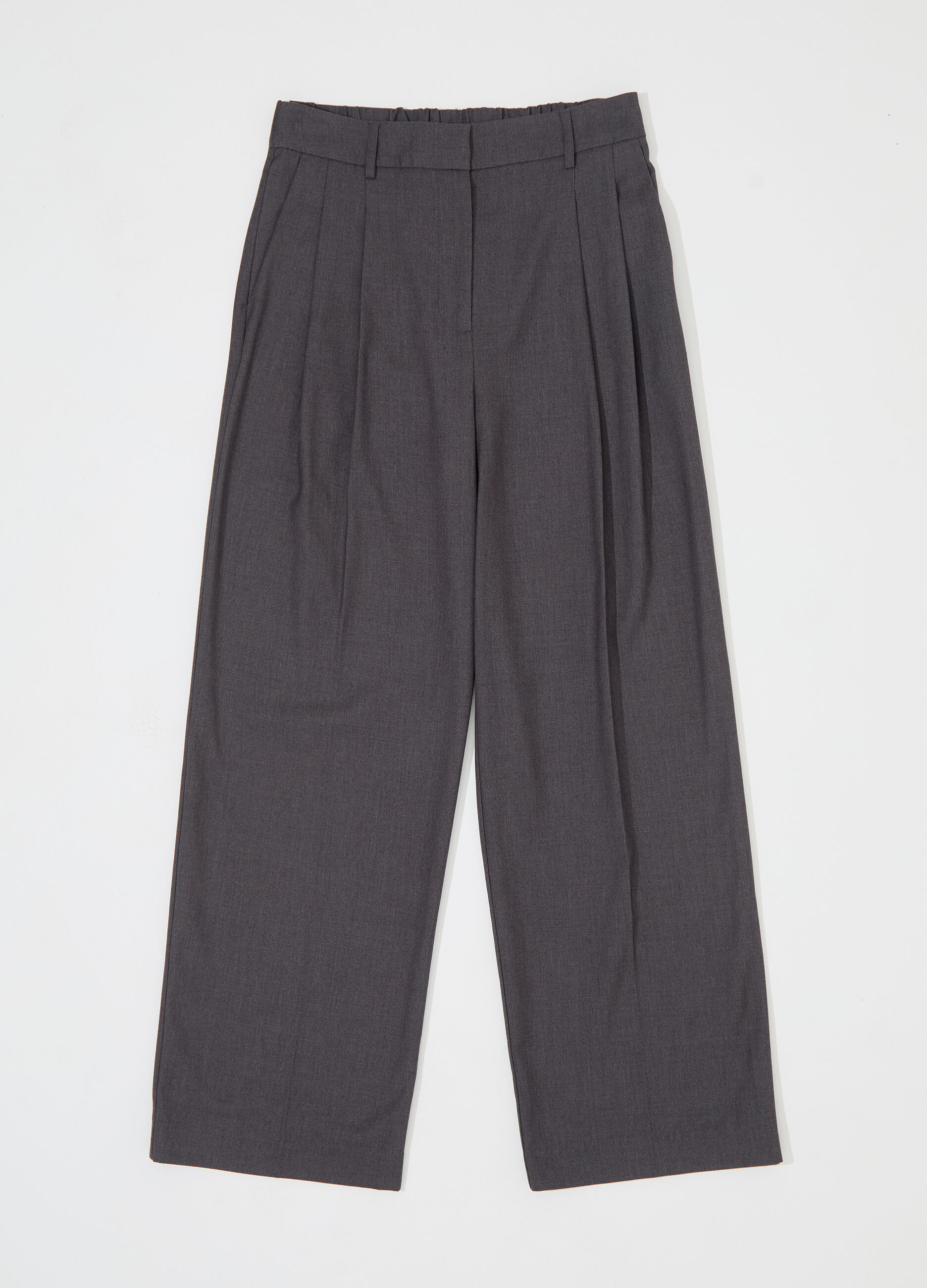 Pantaloni palazzo in misto lana donna_2