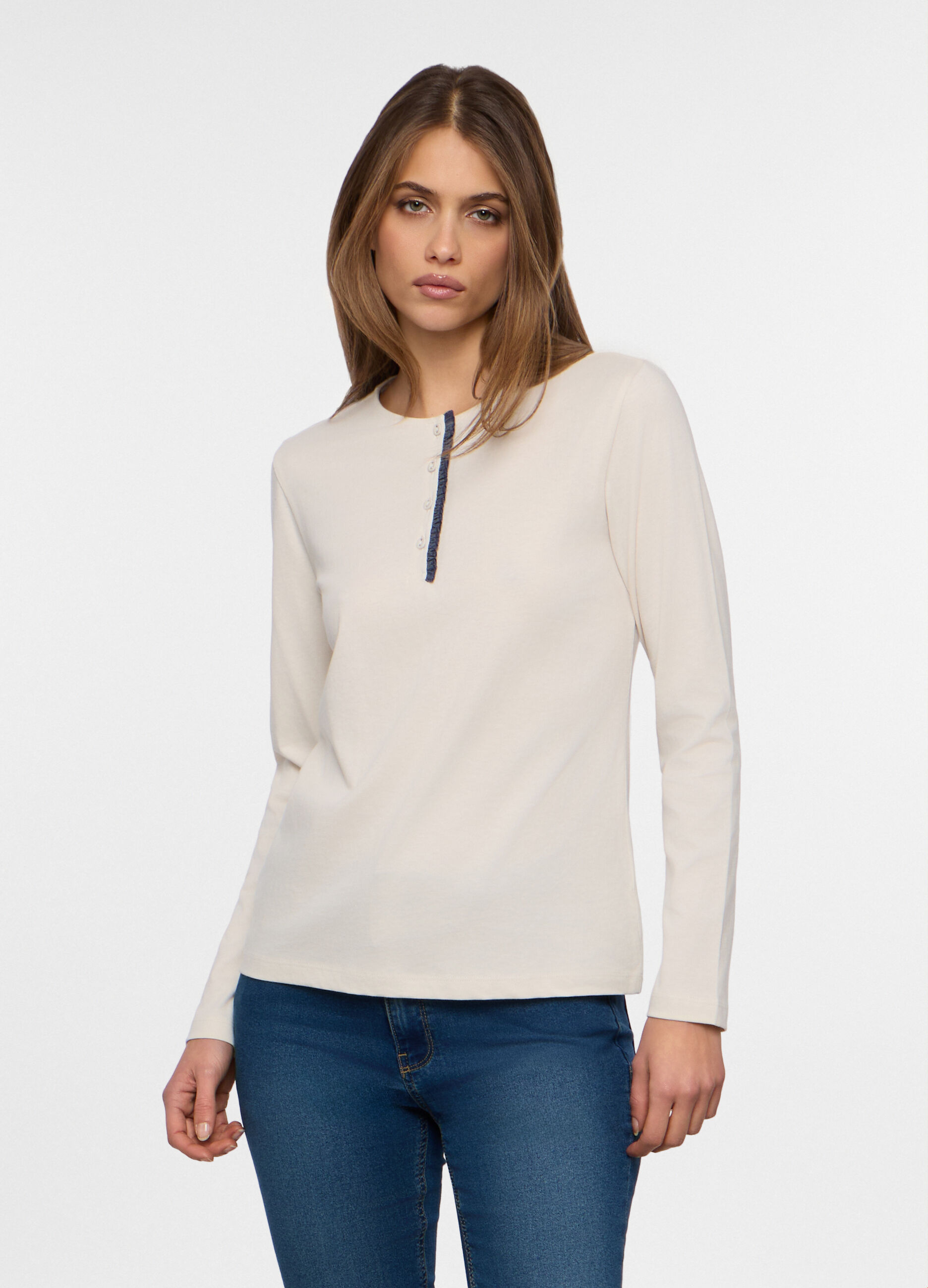 T-shirt in jersey di puro cotone donna_0