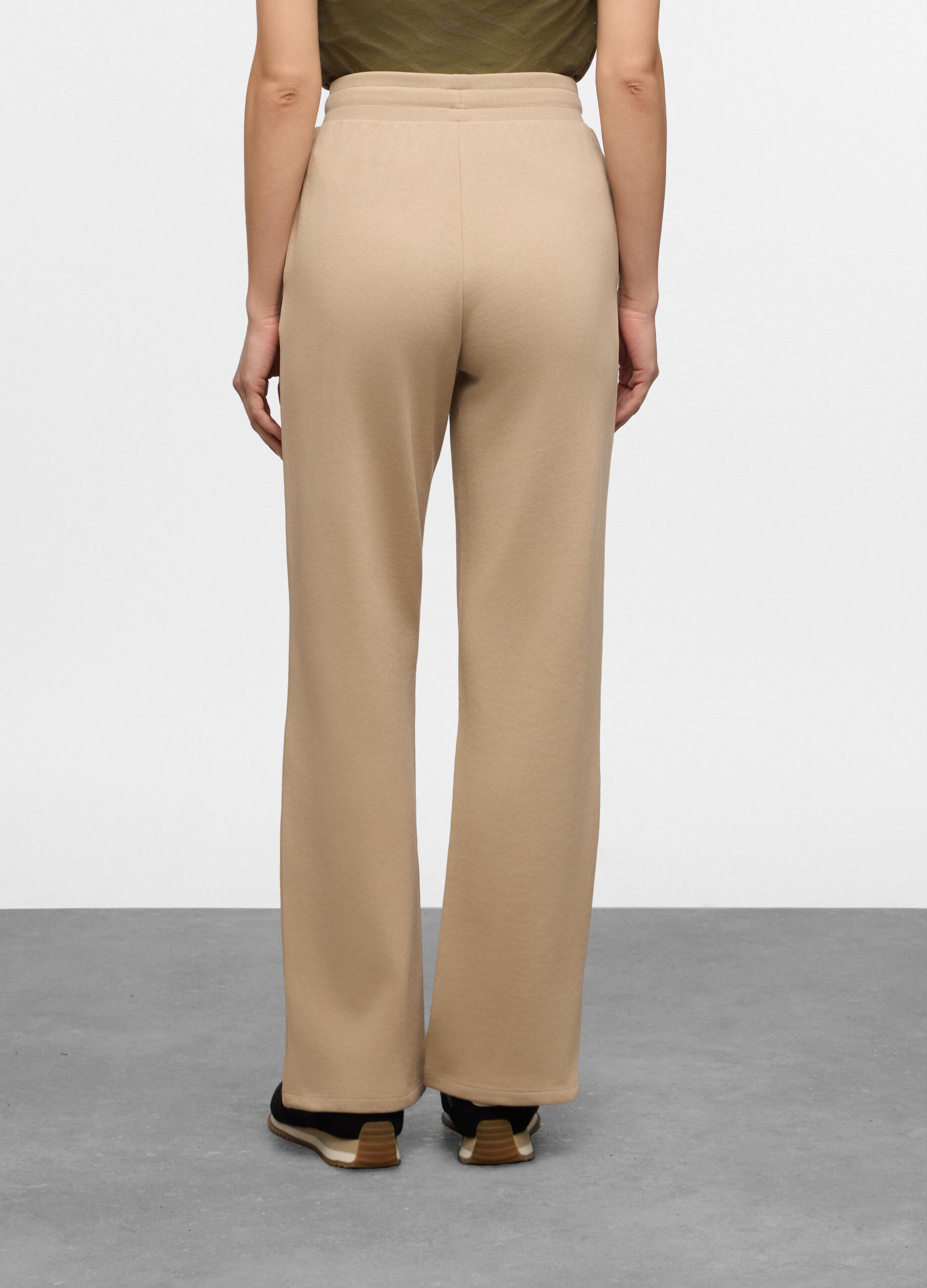 Jogger wide leg in french terry misto cotone donna_1