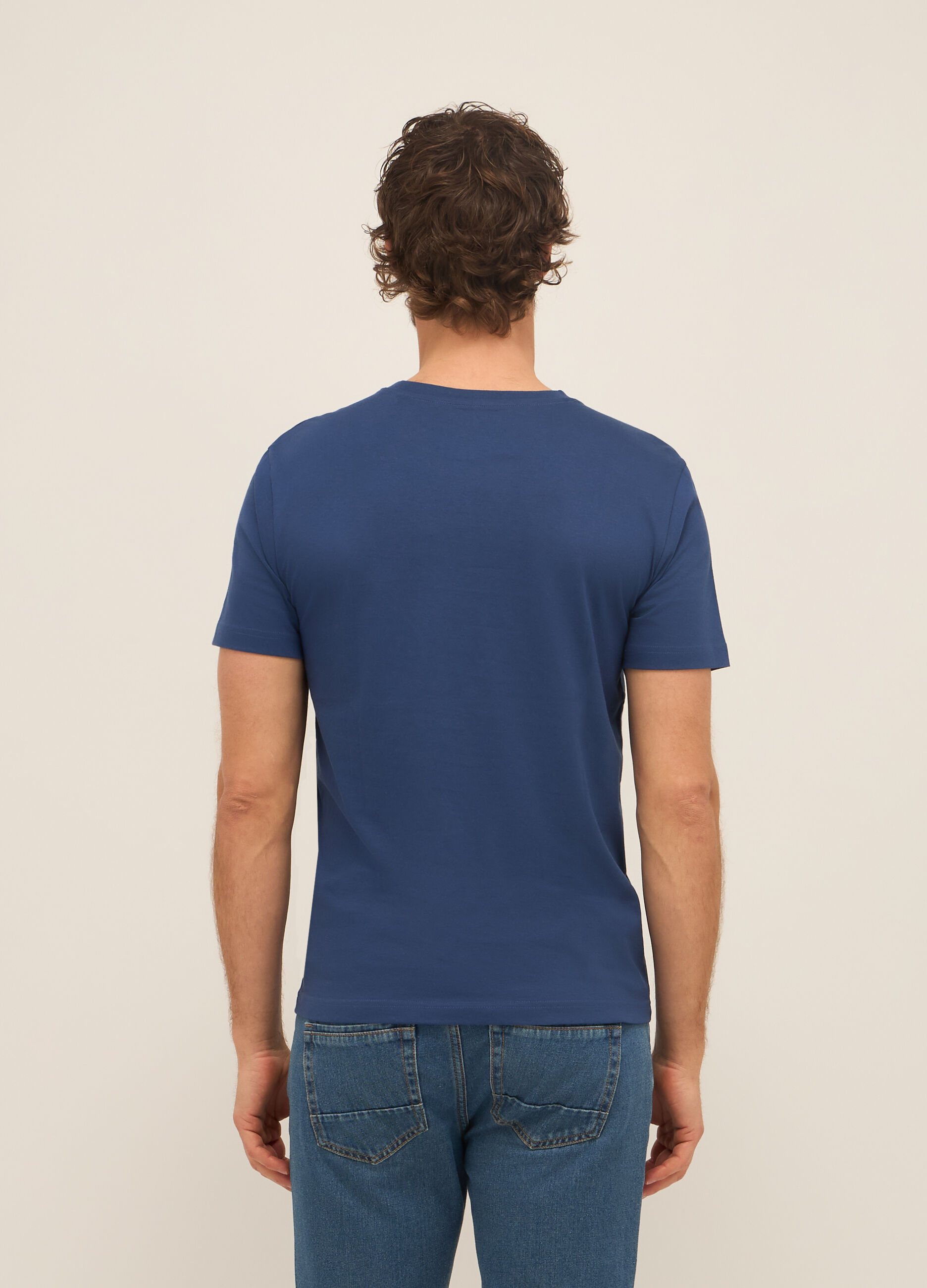 T-shirt girocollo in puro cotone con stampa uomo_1