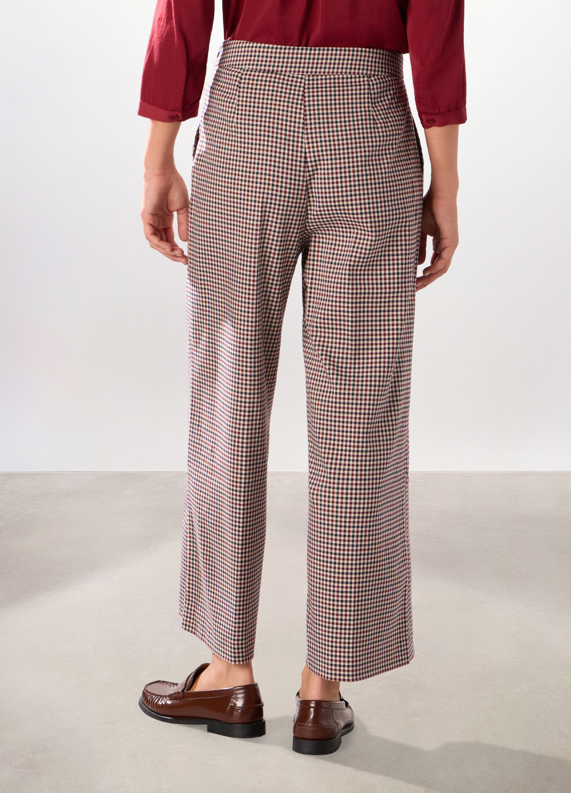 Pantalone a quadri misto viscosa donna_1