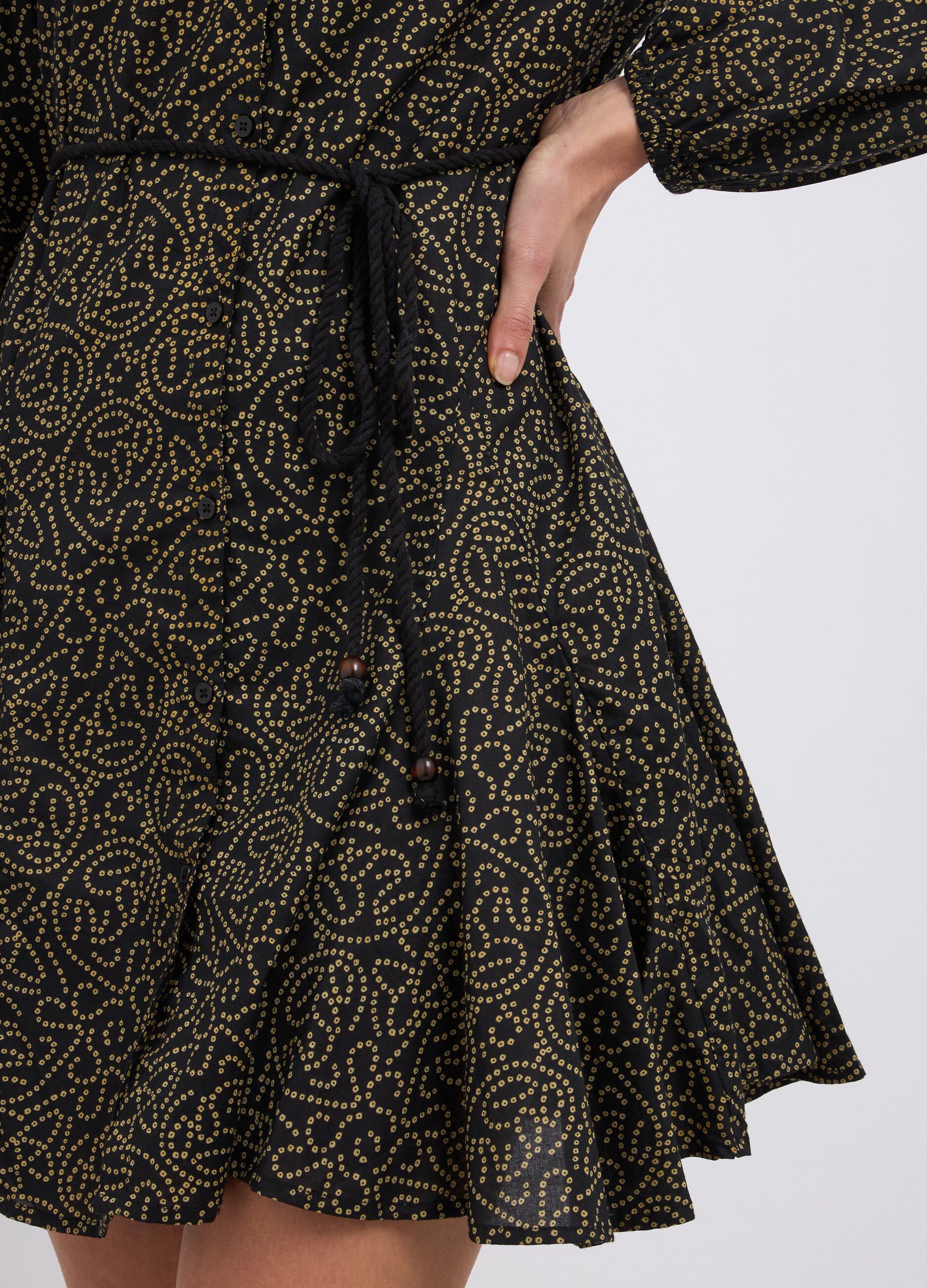 Abito corto in puro cotone con stampa donna_2