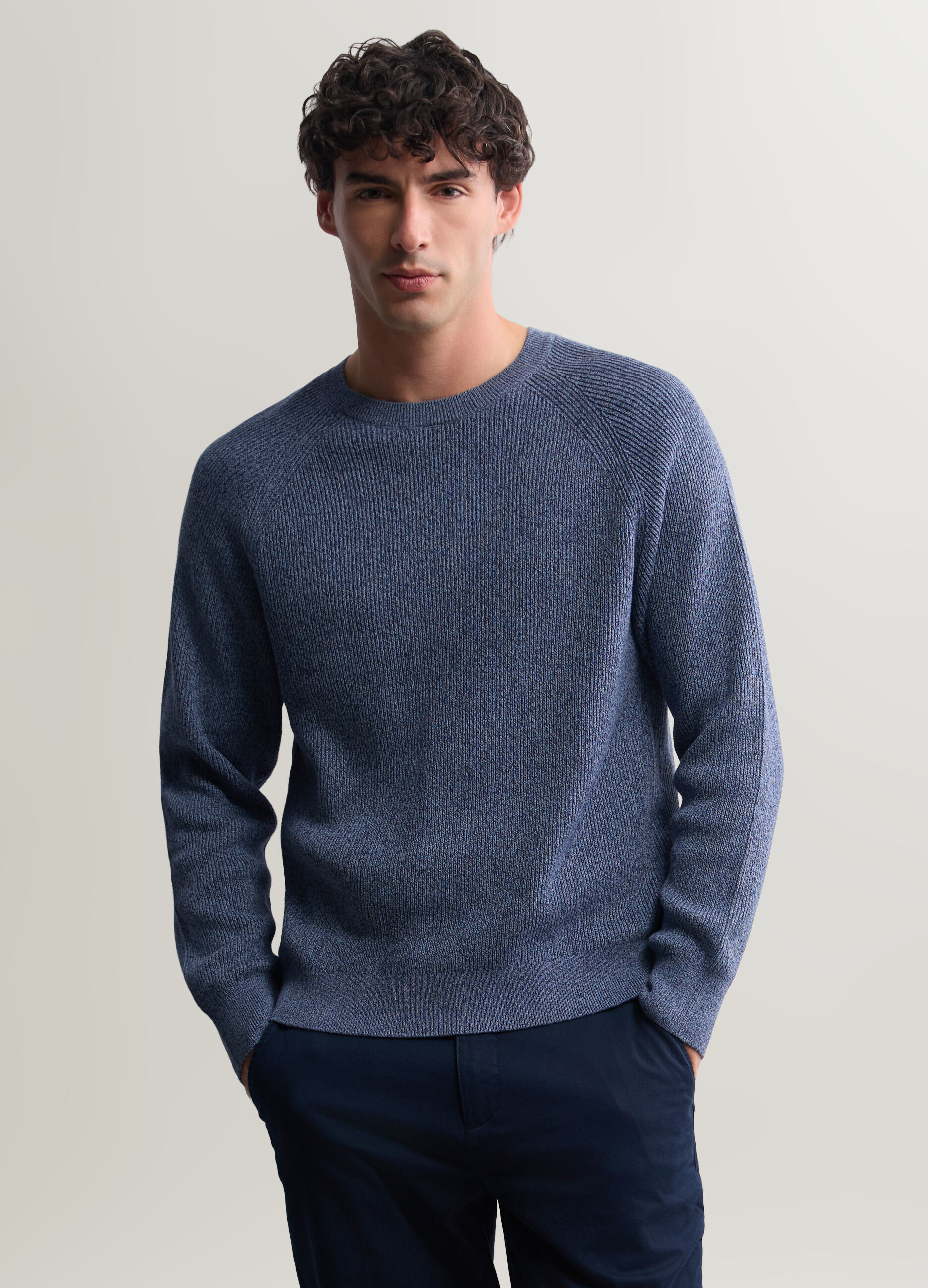 Maglione girocollo in maglia inglese uomo_0