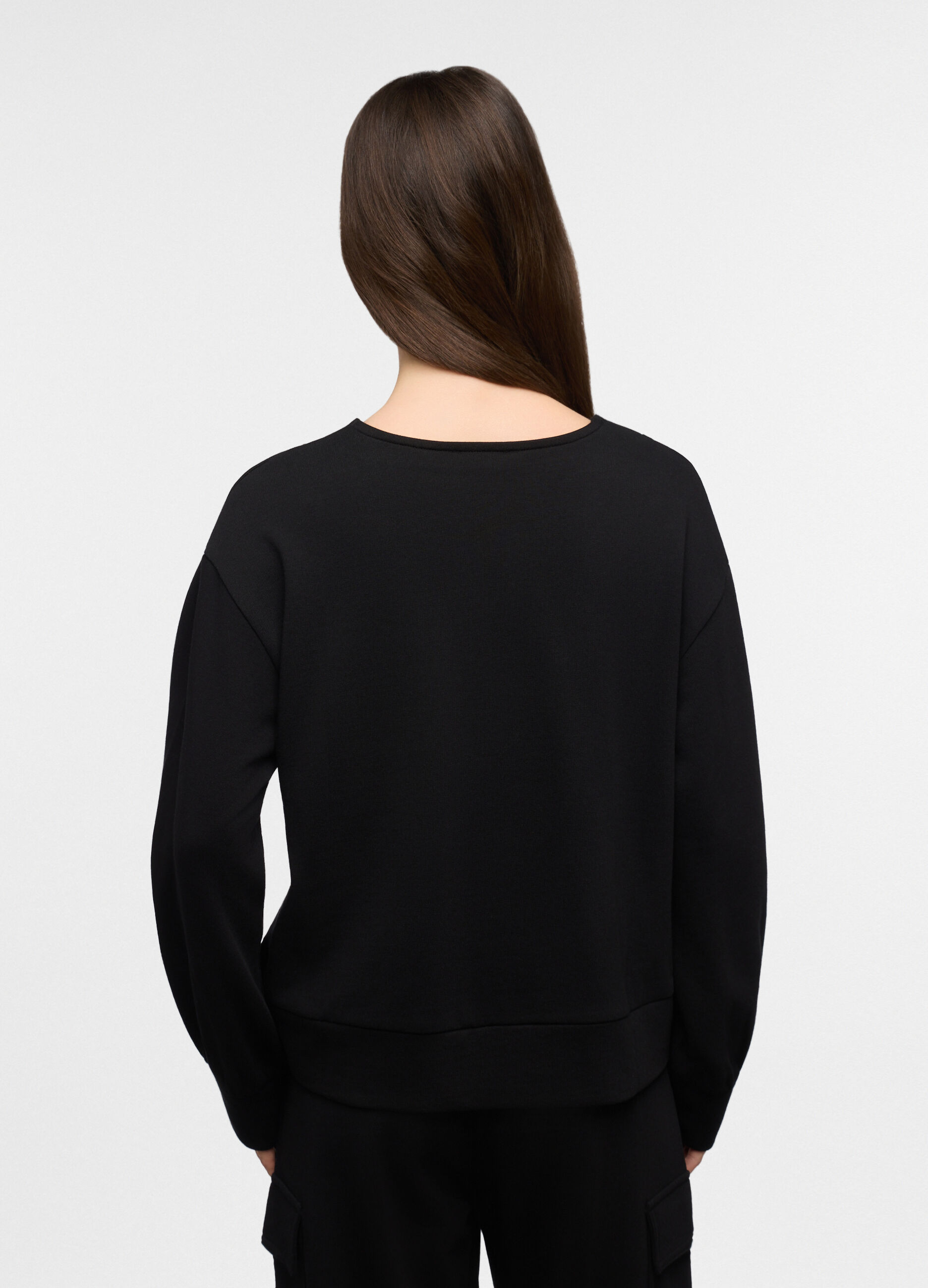 Felpa con scollo a V in french terry donna_1